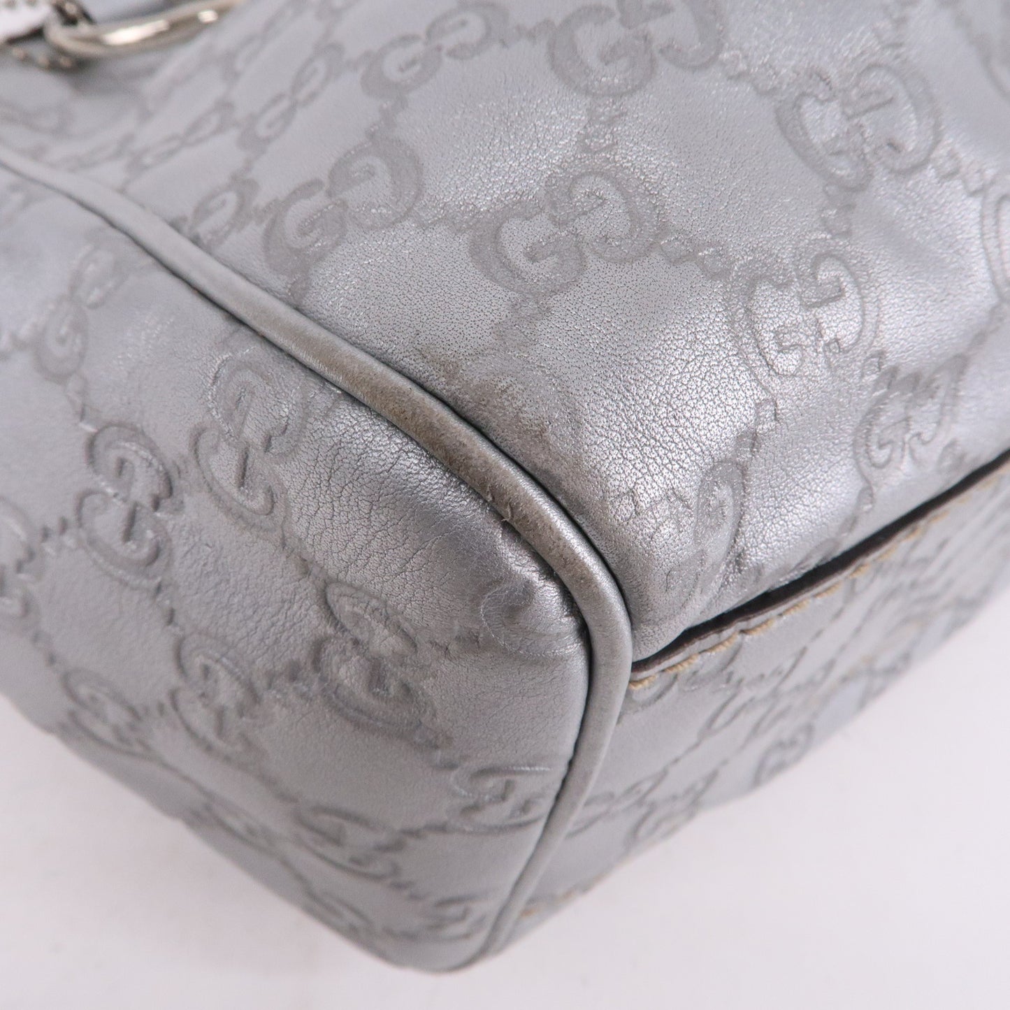 GUCCI Sukey Guccissima Leather Hand Bag Silver 211944