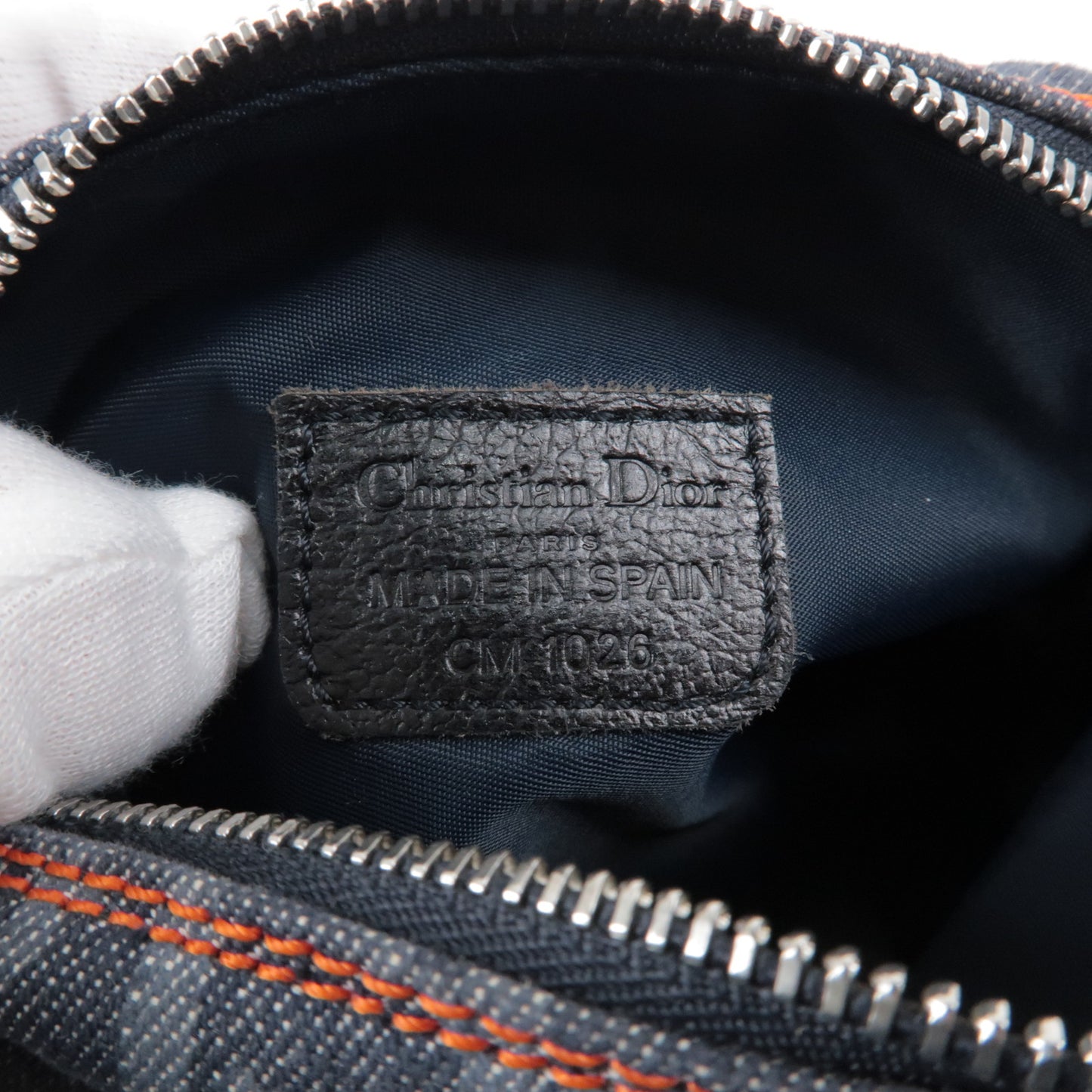 Christian Dior Flight Line Trotter Denim Leather Pouch Navy