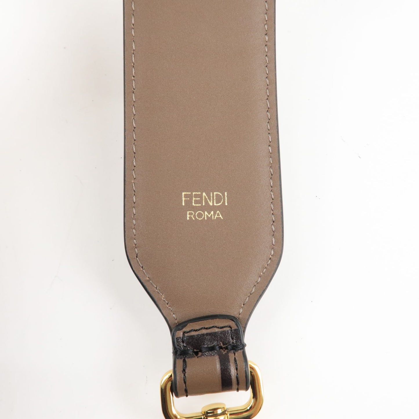 FENDI Zucca Leather Strap You Shoulder Strap Brown Black 8AV077