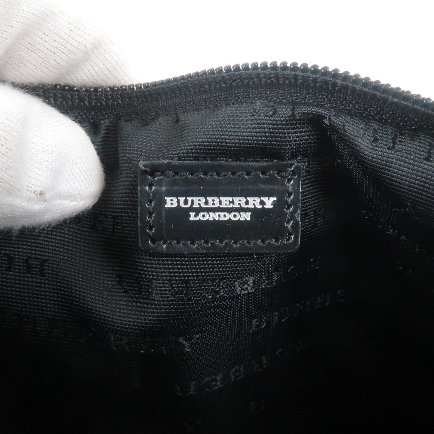 BURBERRY Nova Plaid PVC Leather Pouch Shoulder Bag Beige