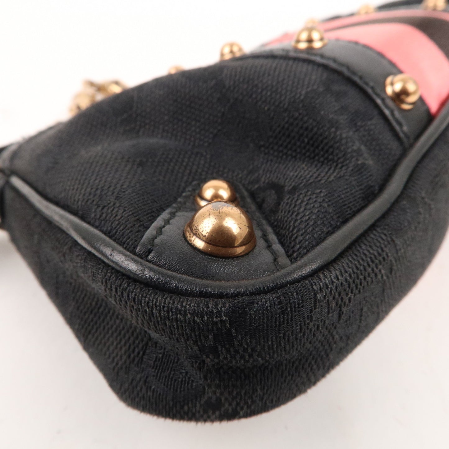 GUCCI Sherry Bamboo GG Canvas Leather Chain Bag Black 129423