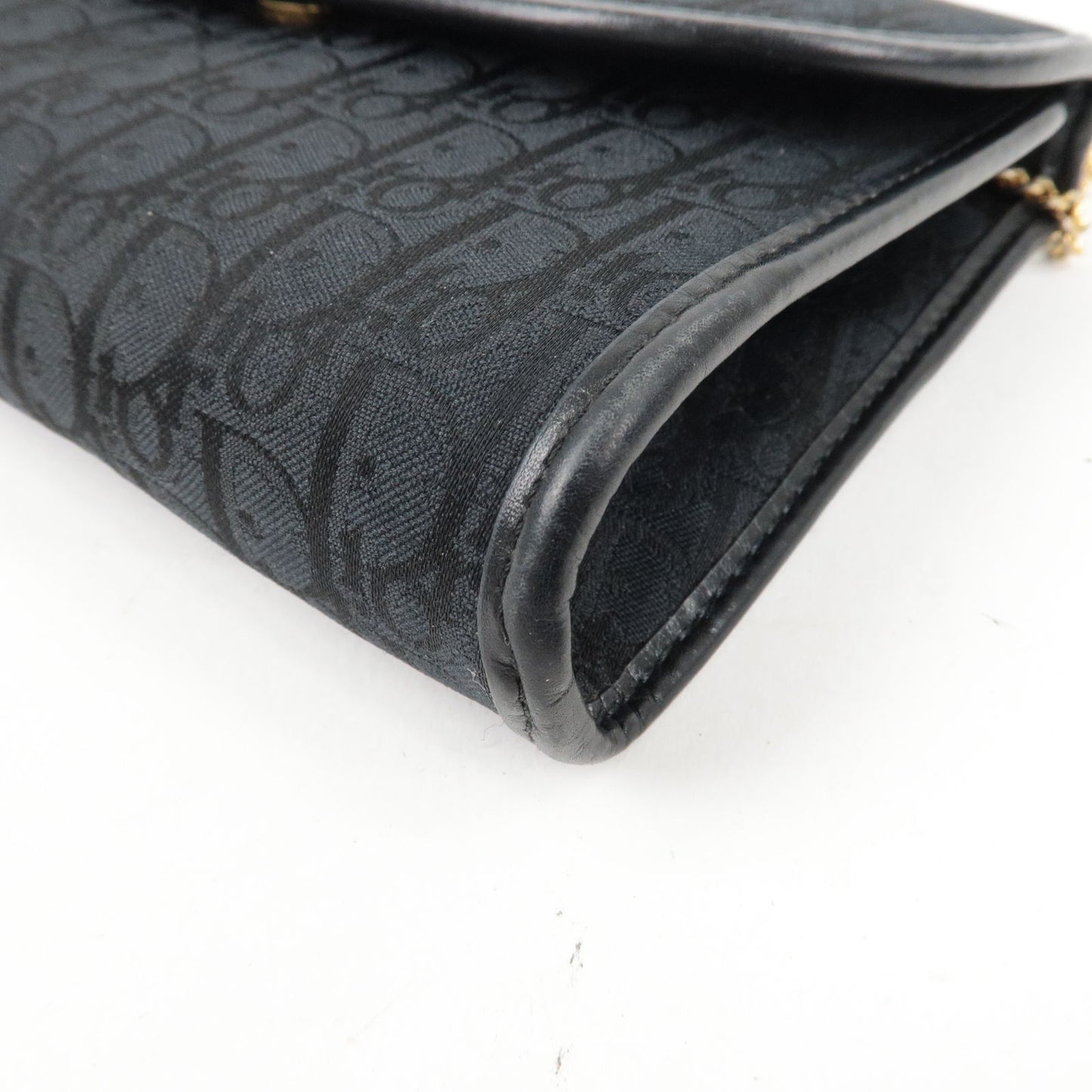 Christian Dior Trotter Canvas Leather Chain Shoulder Bag Black