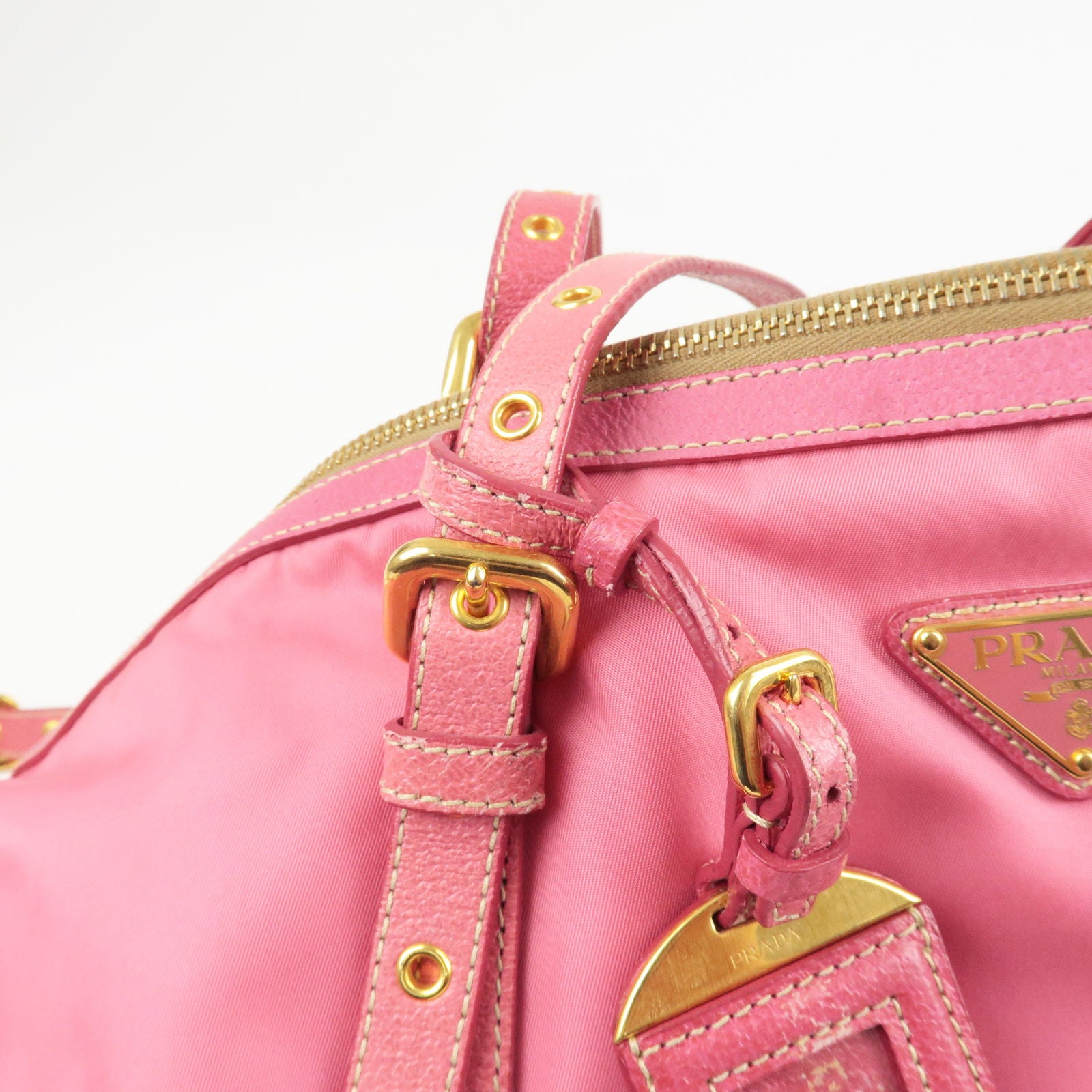 Prada, Bags, Prada Pink Logo Jacquard Barrel Purse