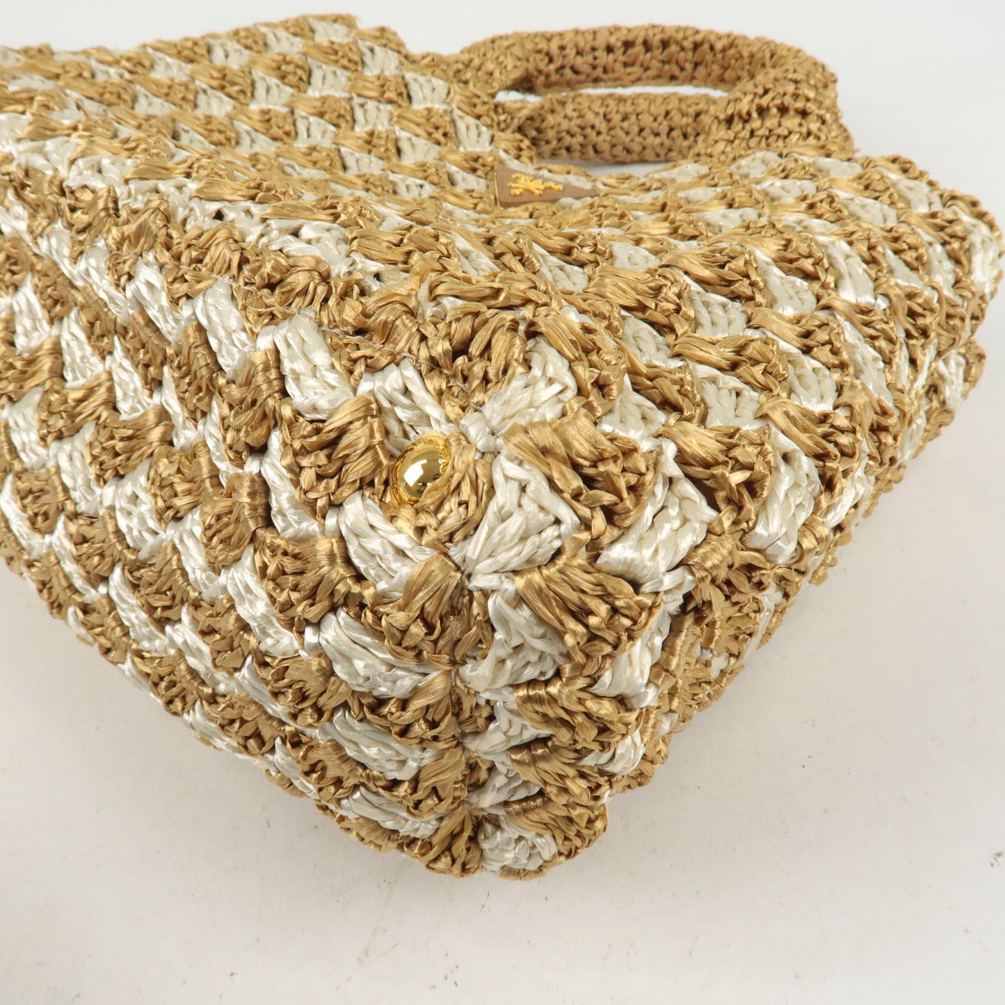 PRADA-Logo-Raffia-Crochet-Tote-Bag-Hand-Bag-Beige-Ivory-BN2303