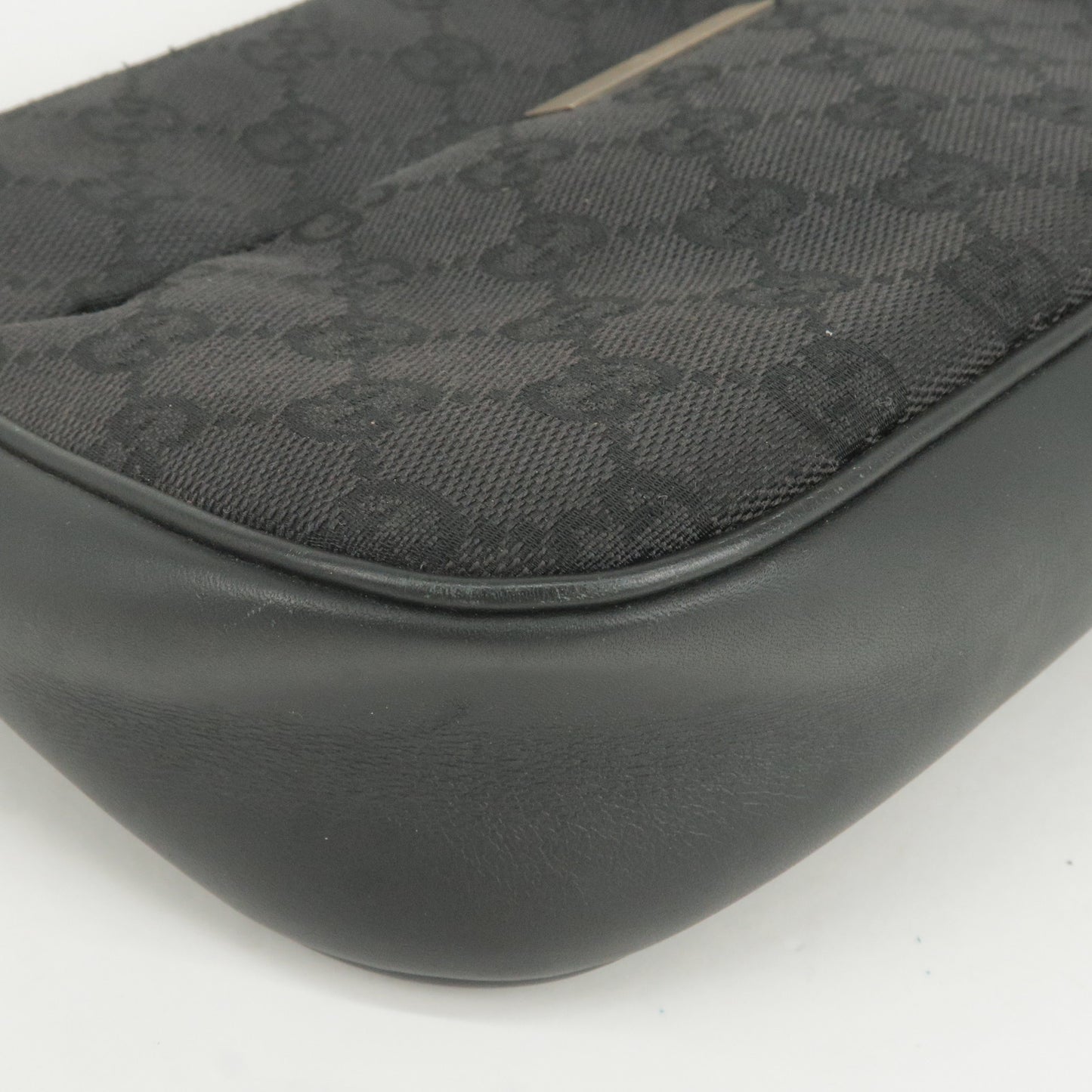 GUCCI Bamboo GG Canvas Leather Shoulder Bag Black 001.3870
