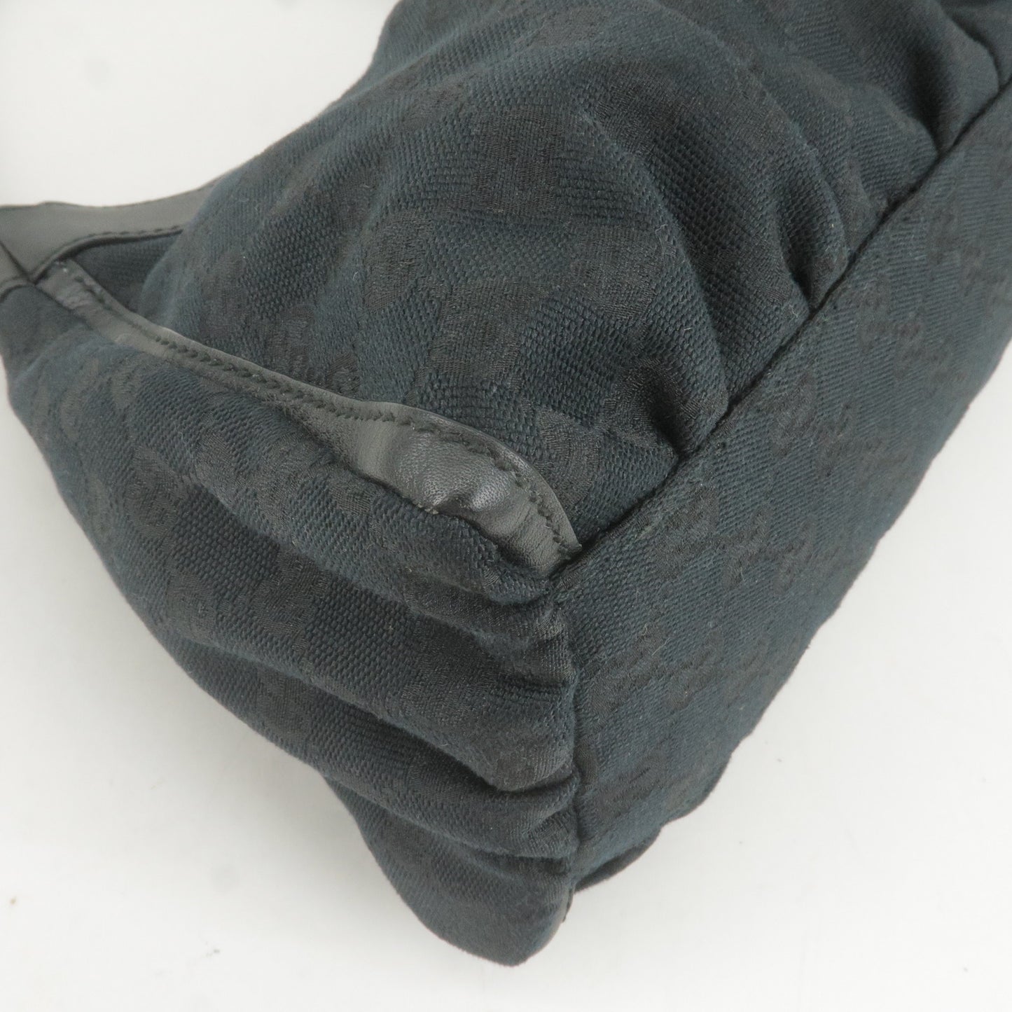 GUCCI Abbey GG Canvas Leather Shoulder Bag Black 190525