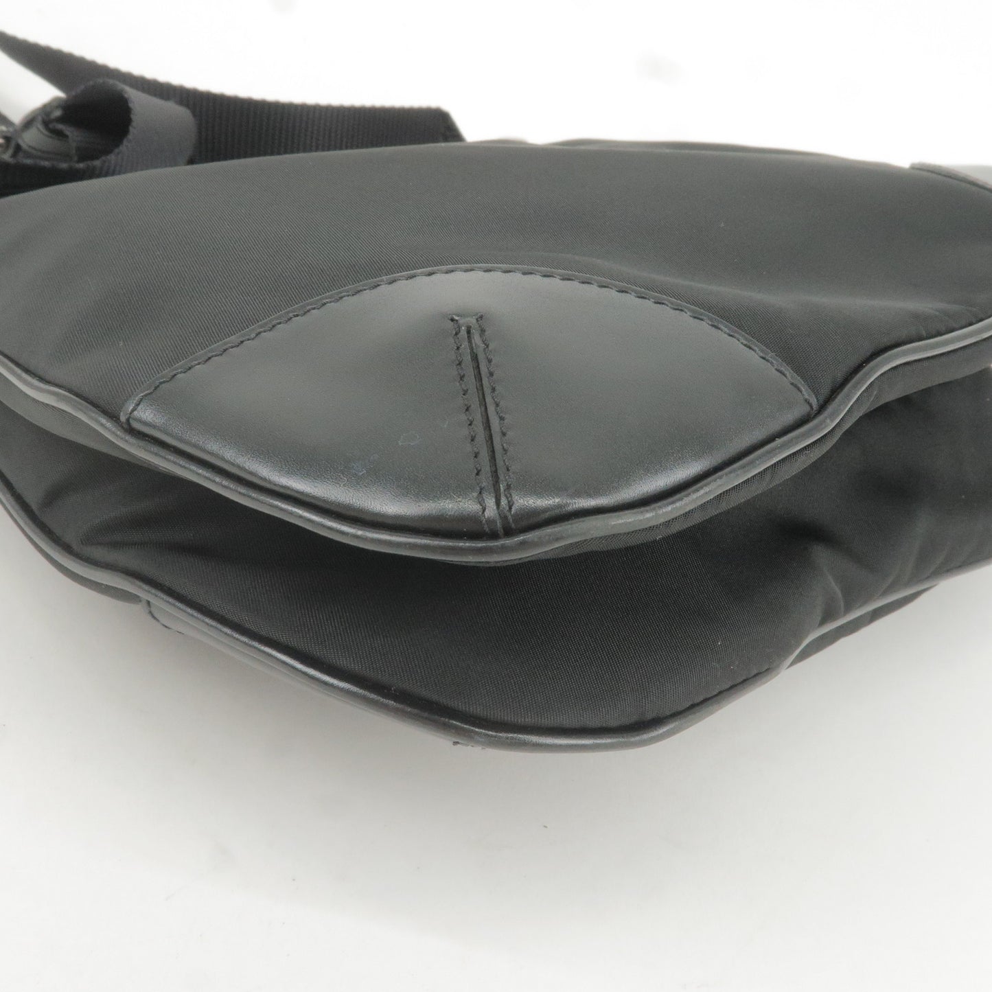 PRADA Logo Nylon Leather Shoulder Bag NERO Black