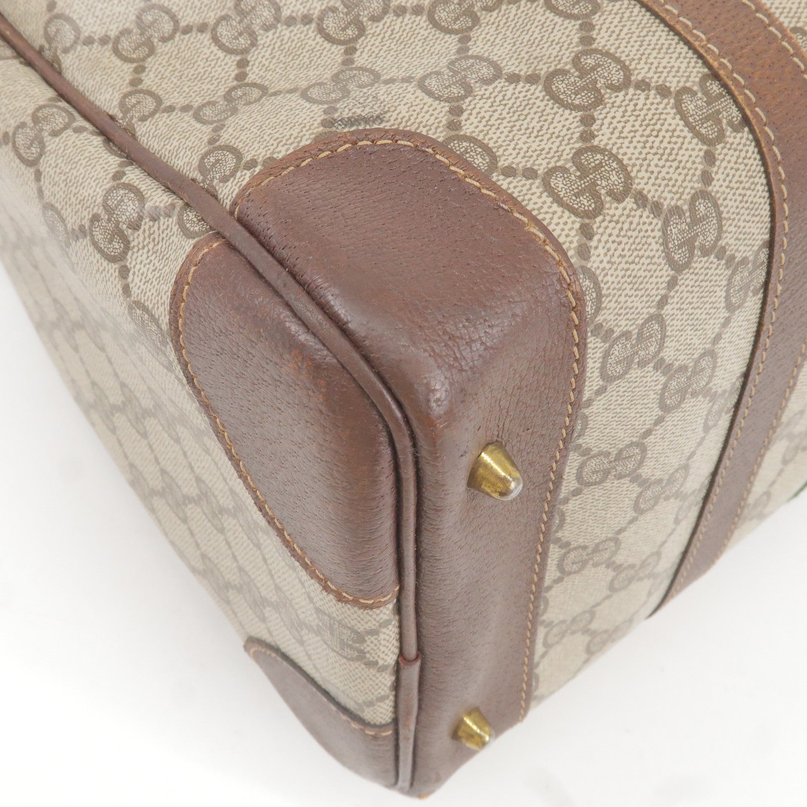 Gucci Beige/Brown GG Canvas and Leather Medium Vintage Web Boston