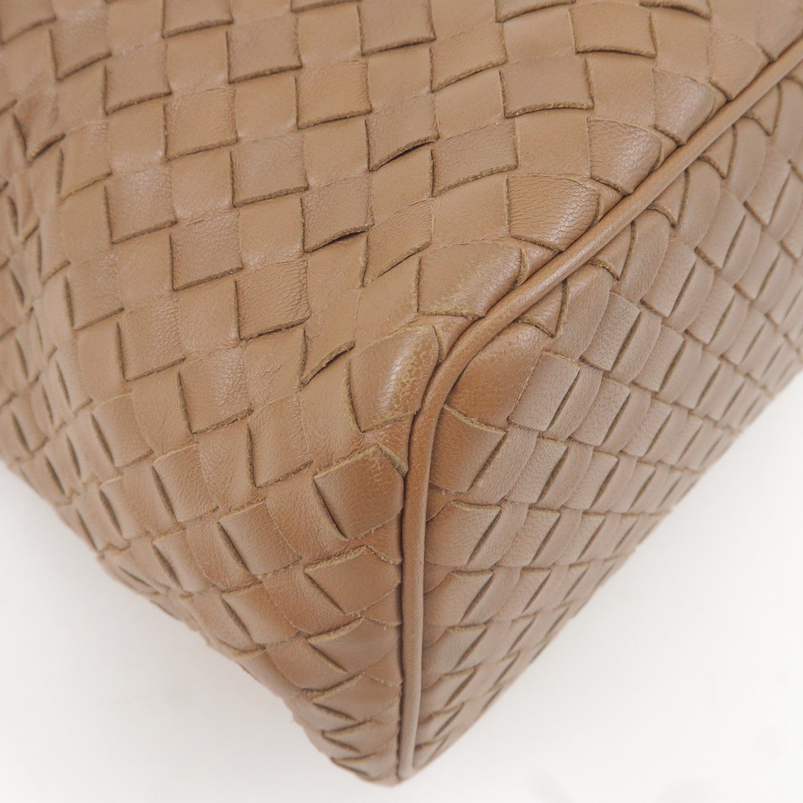 Bottega Veneta Wristlet Intrecciato Woven Leather Clutch Khaki