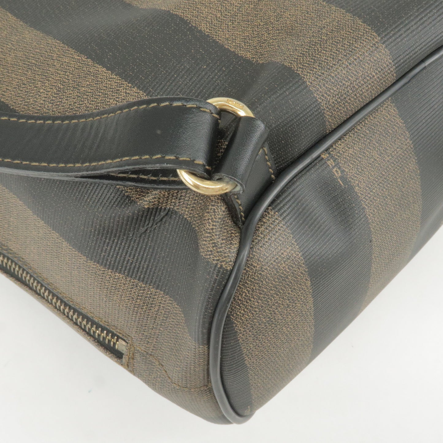 FENDI Pequin PVC Leather Back Pack Bag Khaki Black 259292