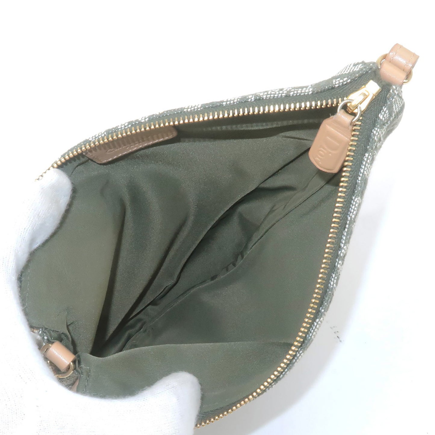Christian Dior Trotter Saddle Bag Shoulder Bag Canvas Green