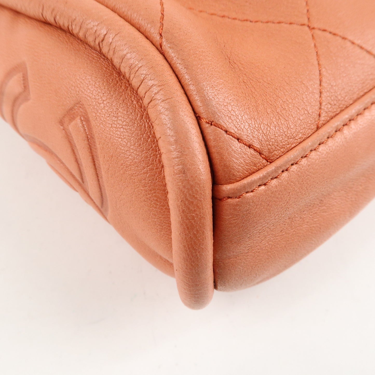 CHANEL Coco Mark Leather Shoulder Bag Hand Bag Coral Pink