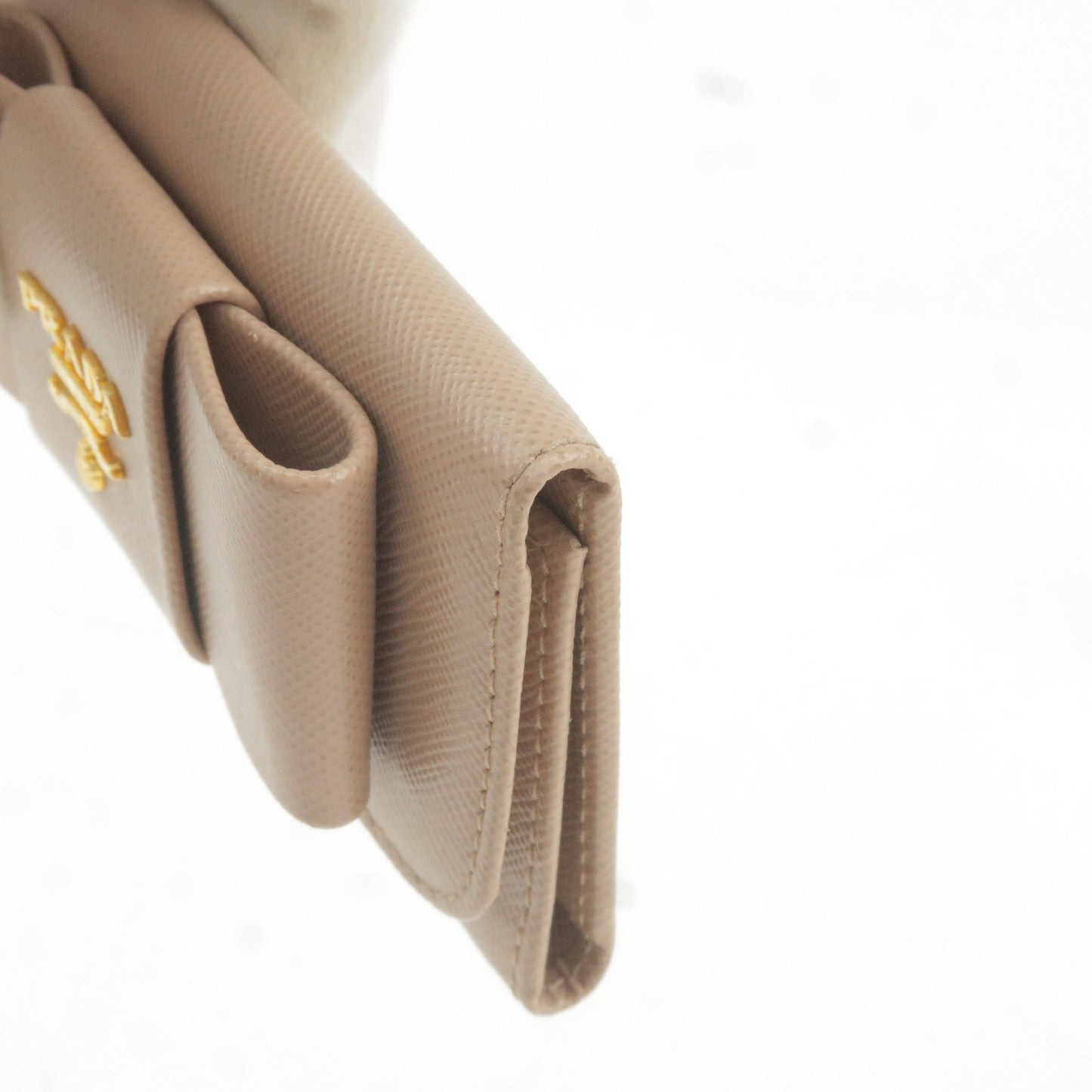 PRADA Leather 6 Key Case Key Holder Beige 1M0222