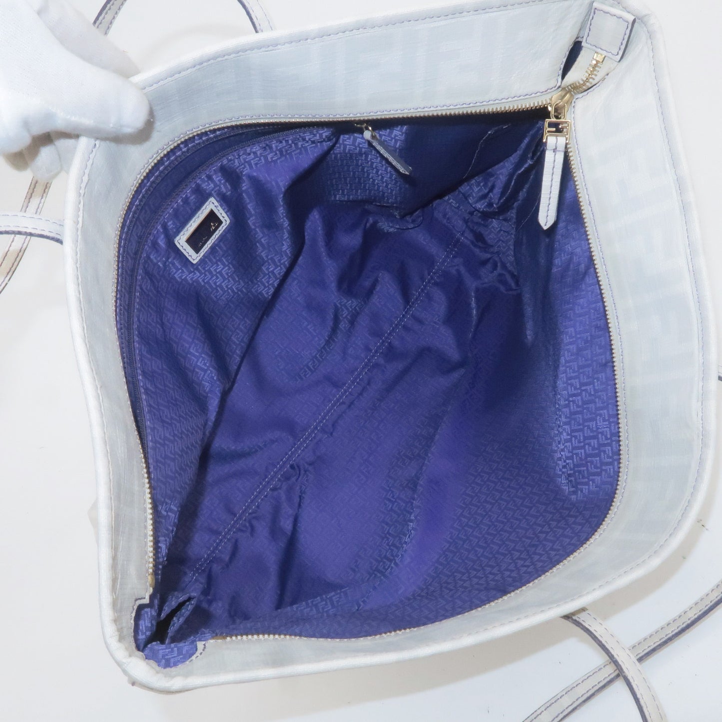 FENDI PVC Zucca Logo Tote Bag White 8BH185