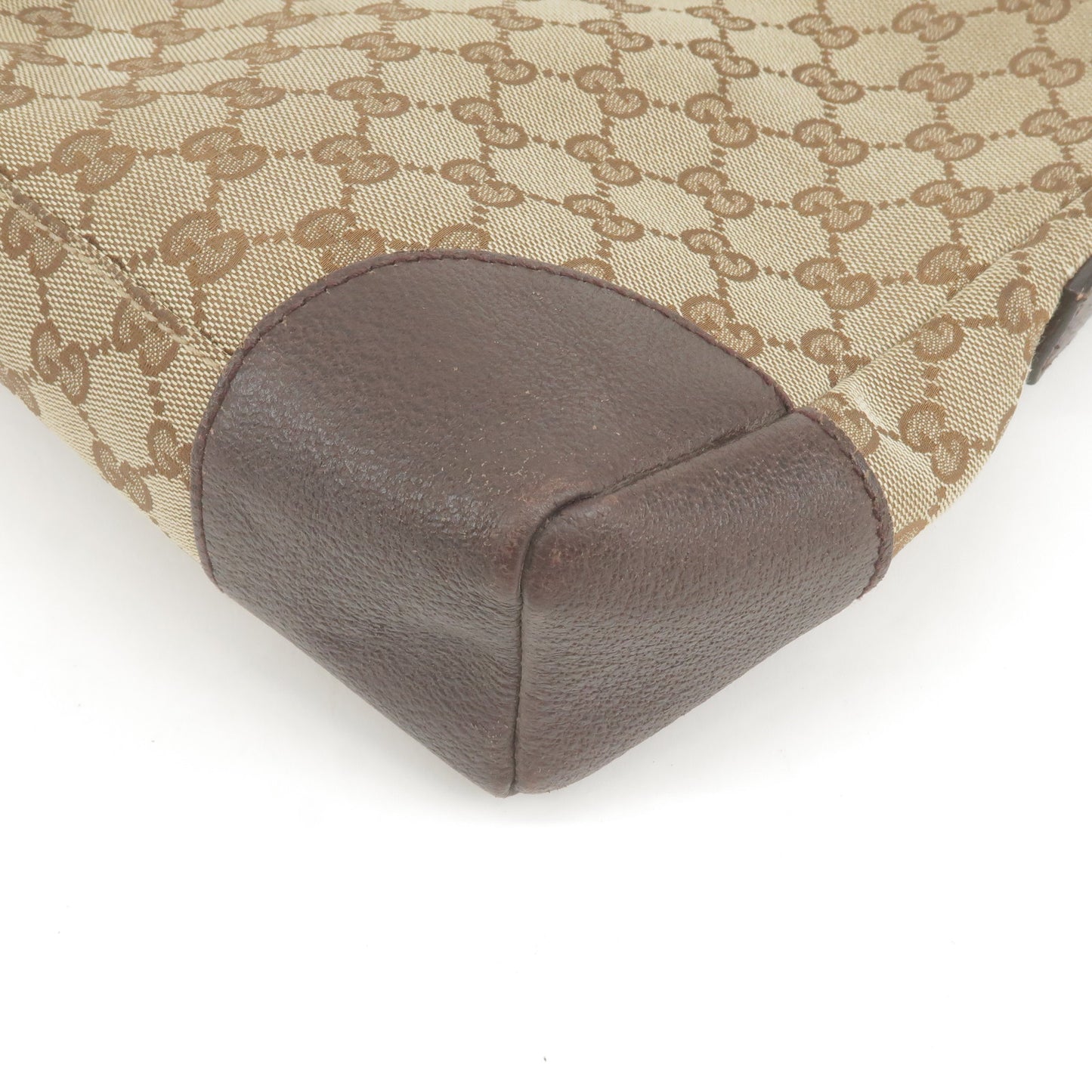 GUCCI GG Canvas Leather Shoulder Bag Beige Brown 114273