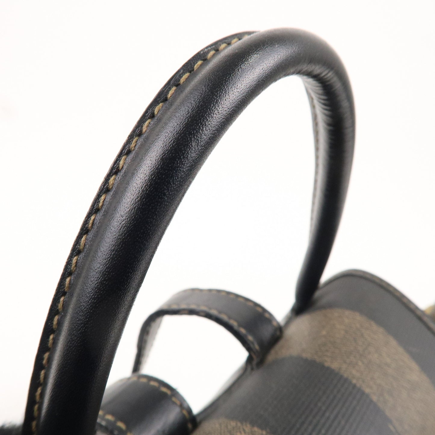 FENDI Pequin PVC Leather Back Pack Khaki Black 25929