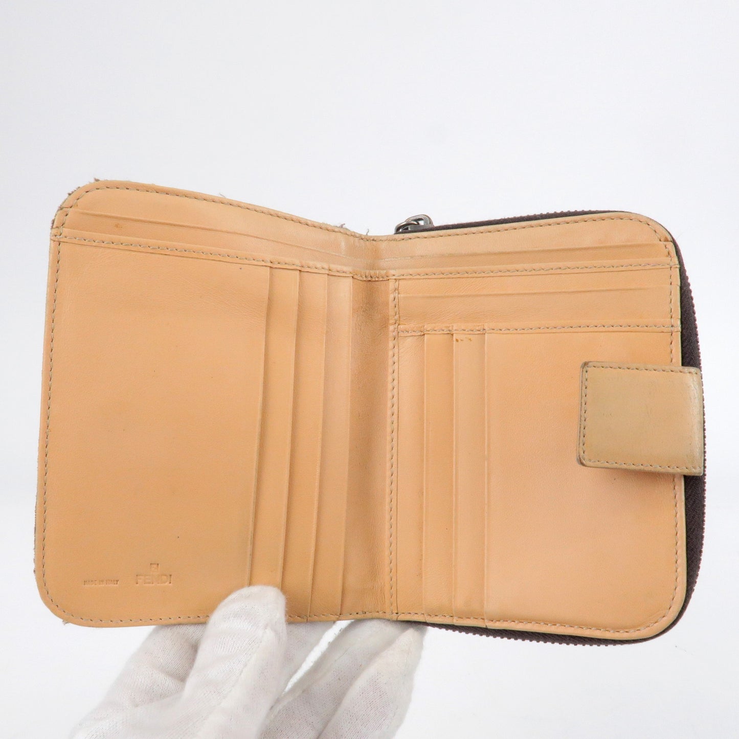 FENDI Set of 2 Zucca Zucchino Canvas Leather Wallet 30782 8M0018