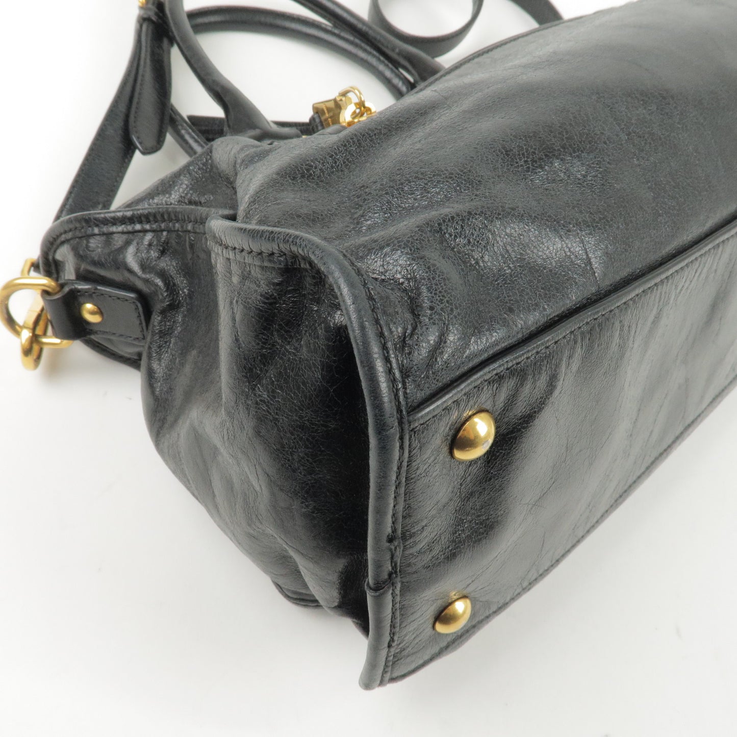 MIU MIU Leather 2Way Shoulder Bag Hand Bag Black