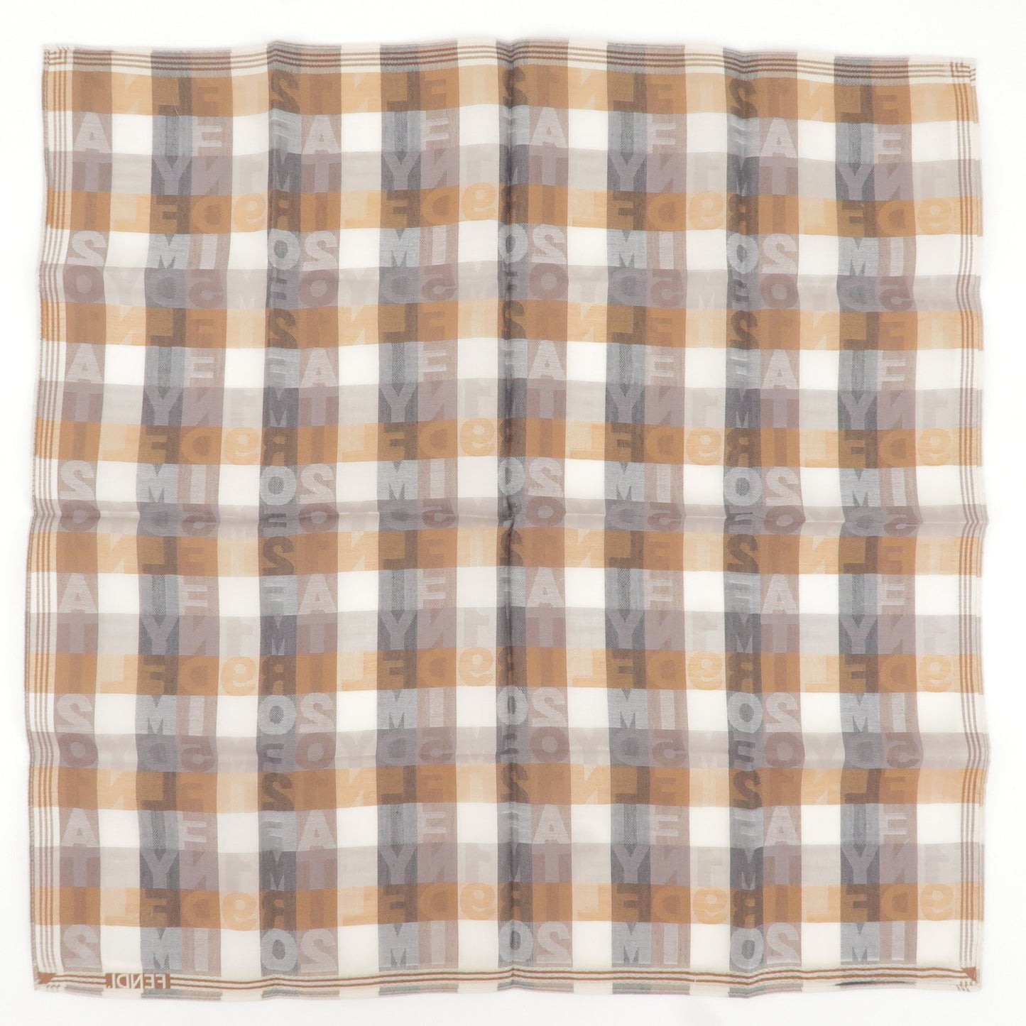 FENDI Set of 5 Cotton Handkerchief Set White Brown Black Gray Blue