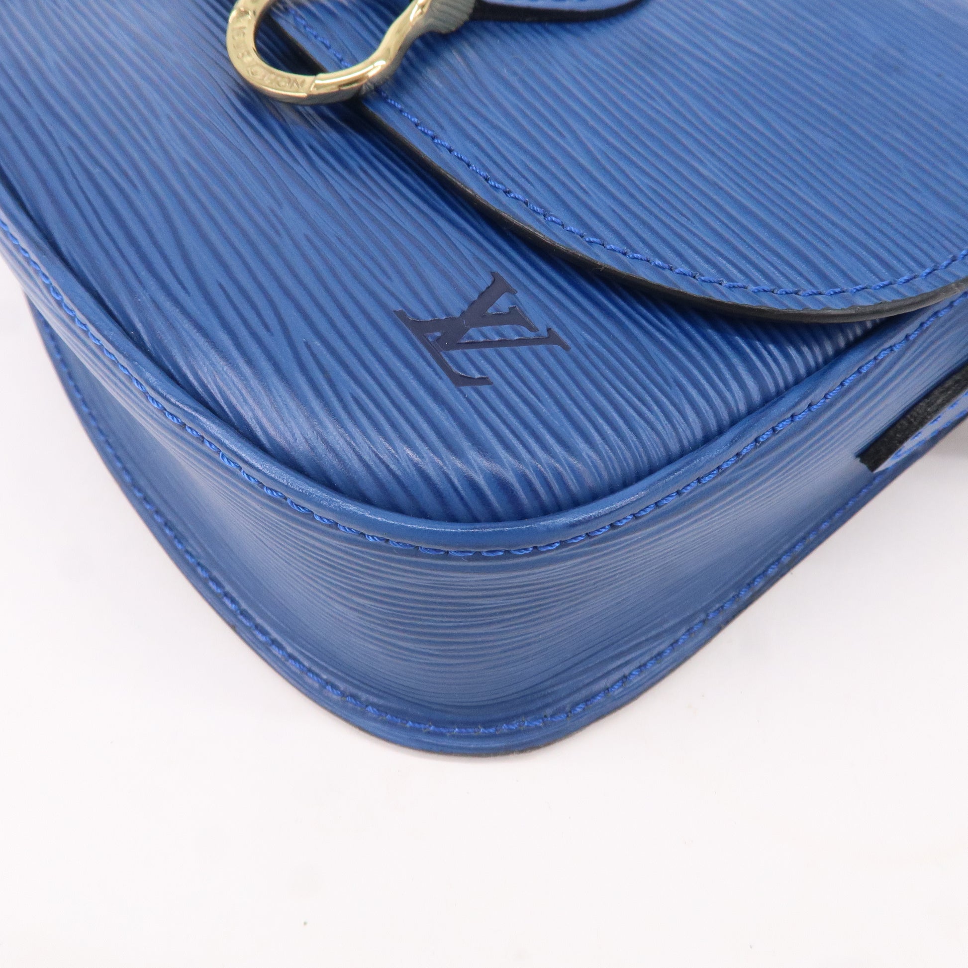 LOUIS VUITTON Logo Mini Saint Cloud Shoulder Bag Epi Leather Blue