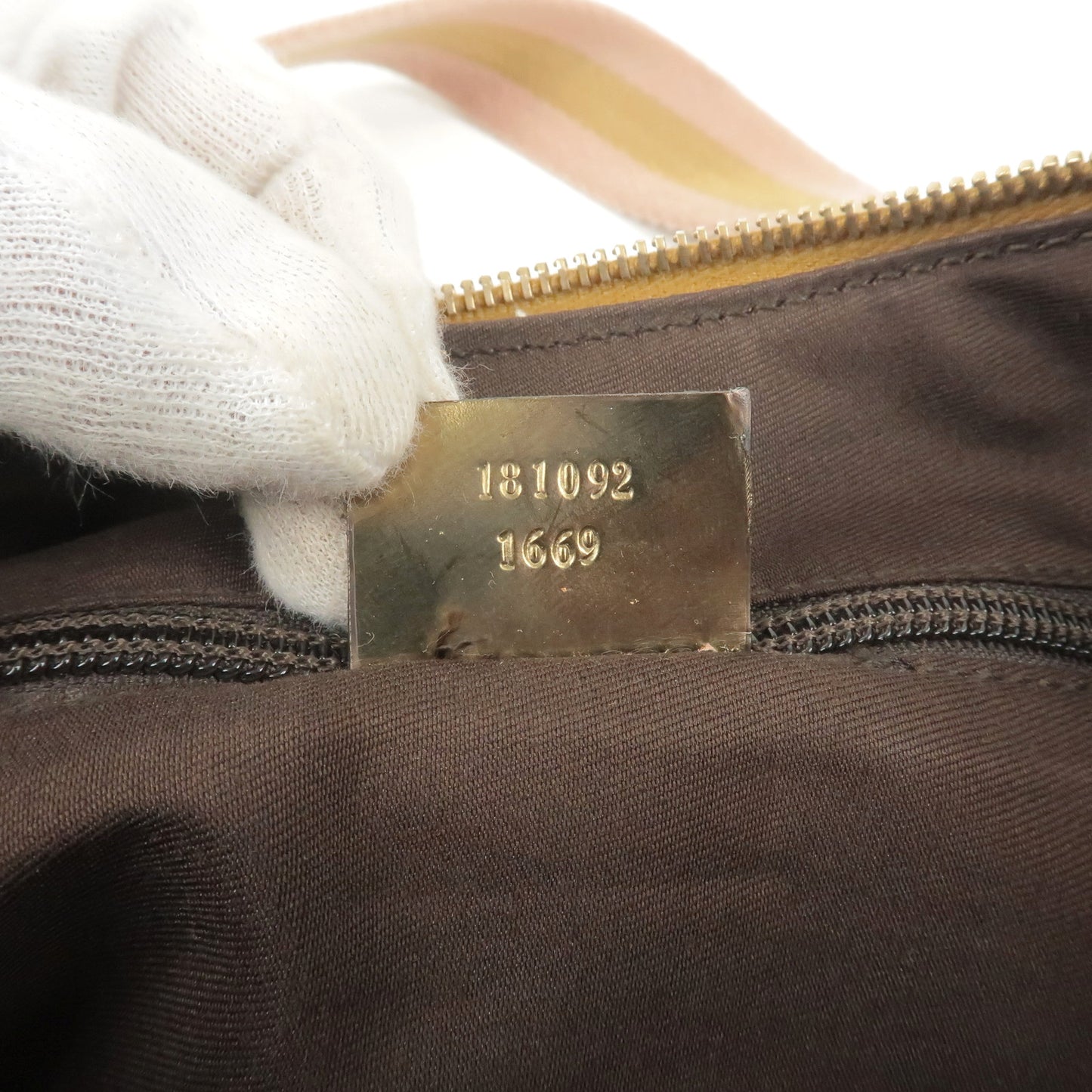 GUCCI Sherry Line GG Canvas Leather Shoulder Bag Beige 181092