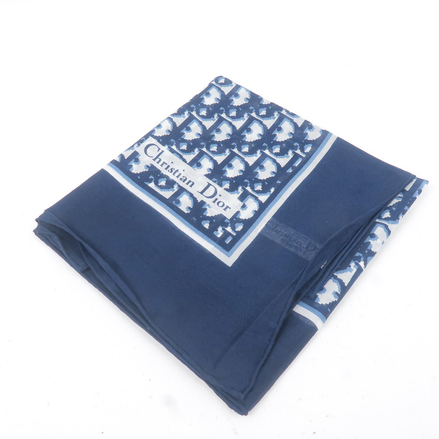 Christian Dior Trotter Print Cotton 100% Scarf Navy