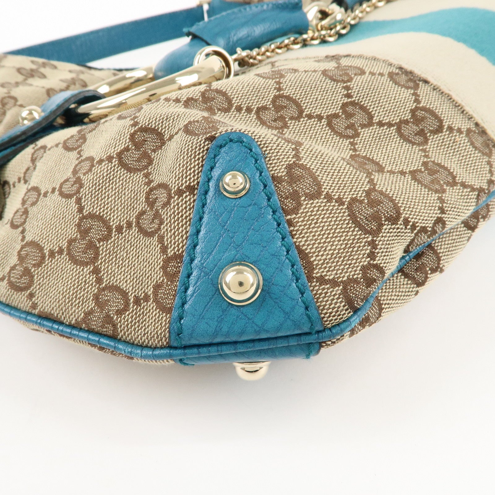 GUCCI Horsebit Sherry GG Canvas Leather Shoulder Bag 131026