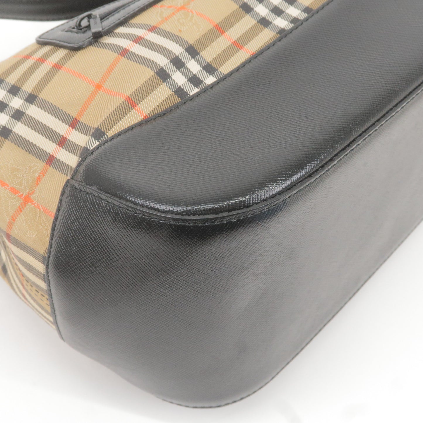 BURBERRY Nova Plaid Canvas Leather Shoulder Bag Hand Bag