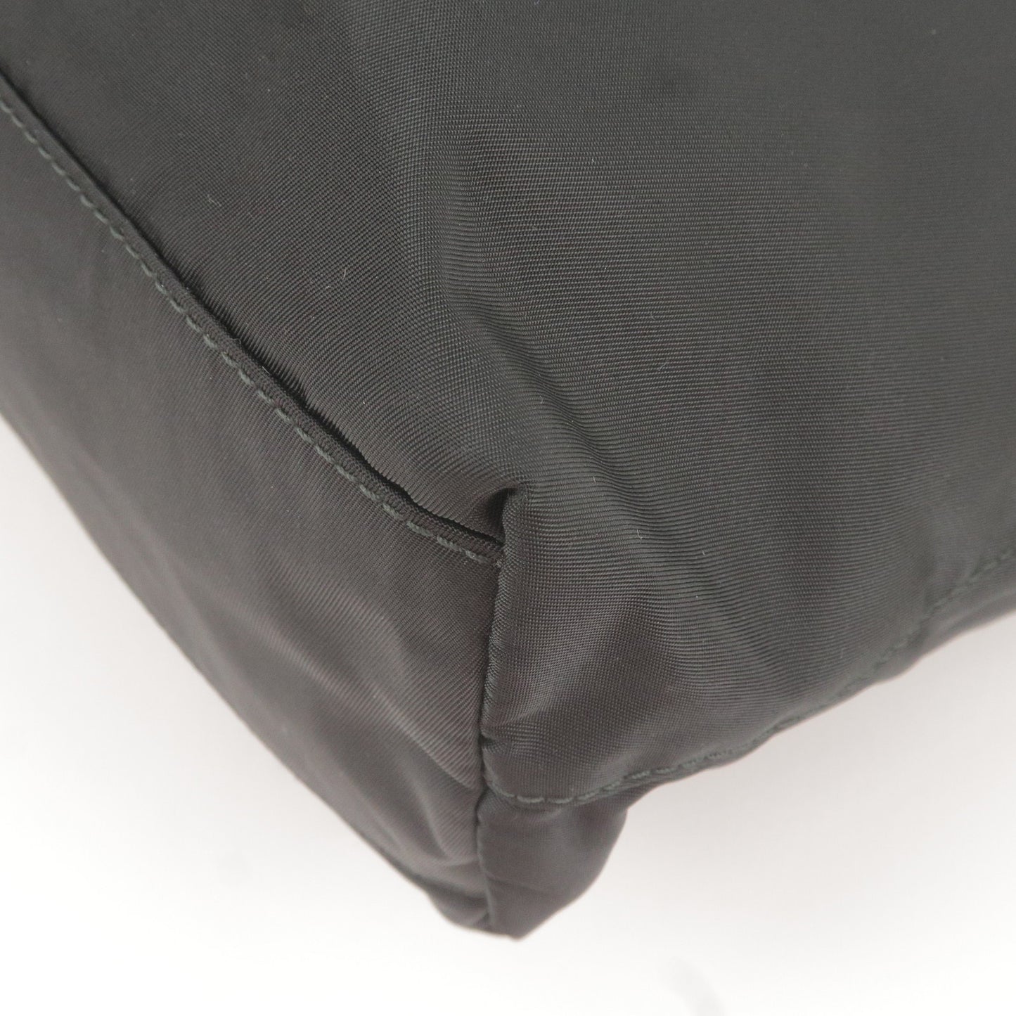 PRADA Logo Nylon Leather Tote Bag Black BR4263