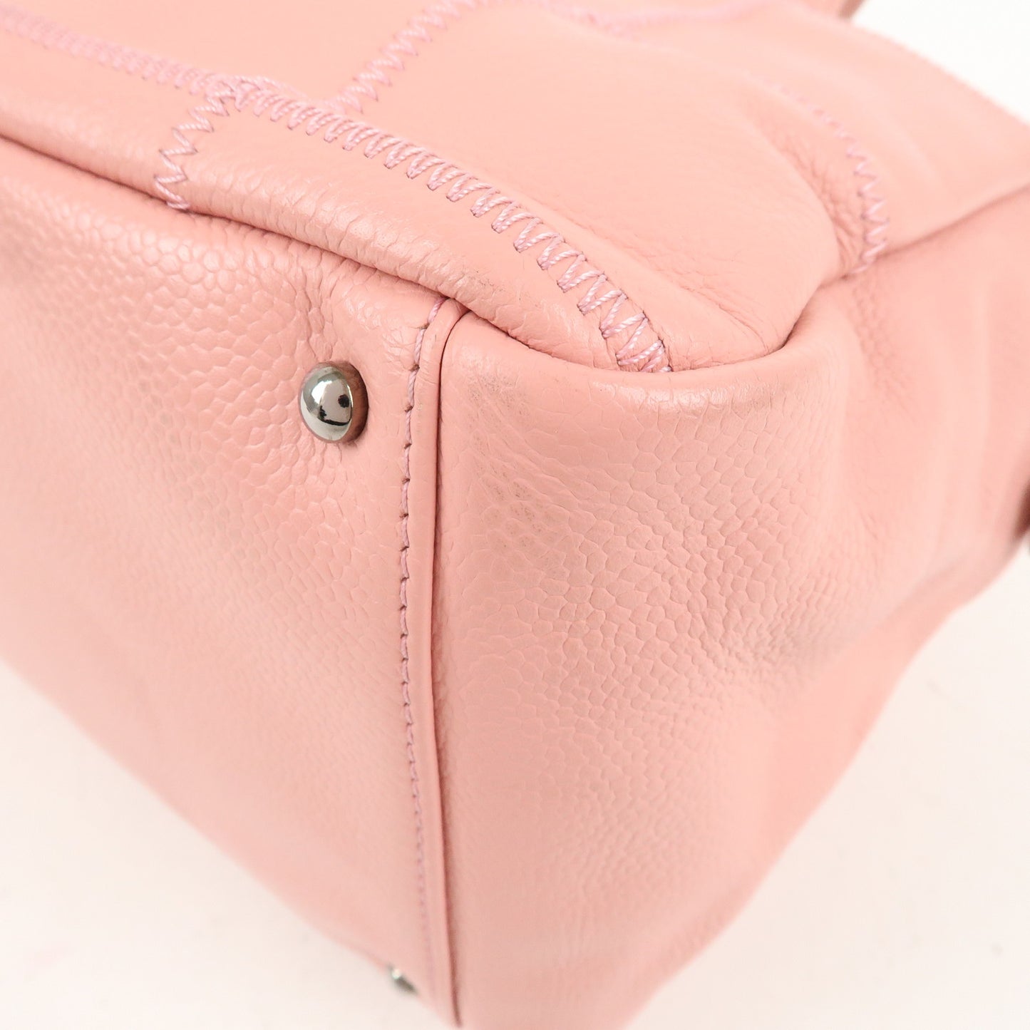 CHANEL Chocolate Bar Caviar Skin Shoulder Bag Hand Bag Pink