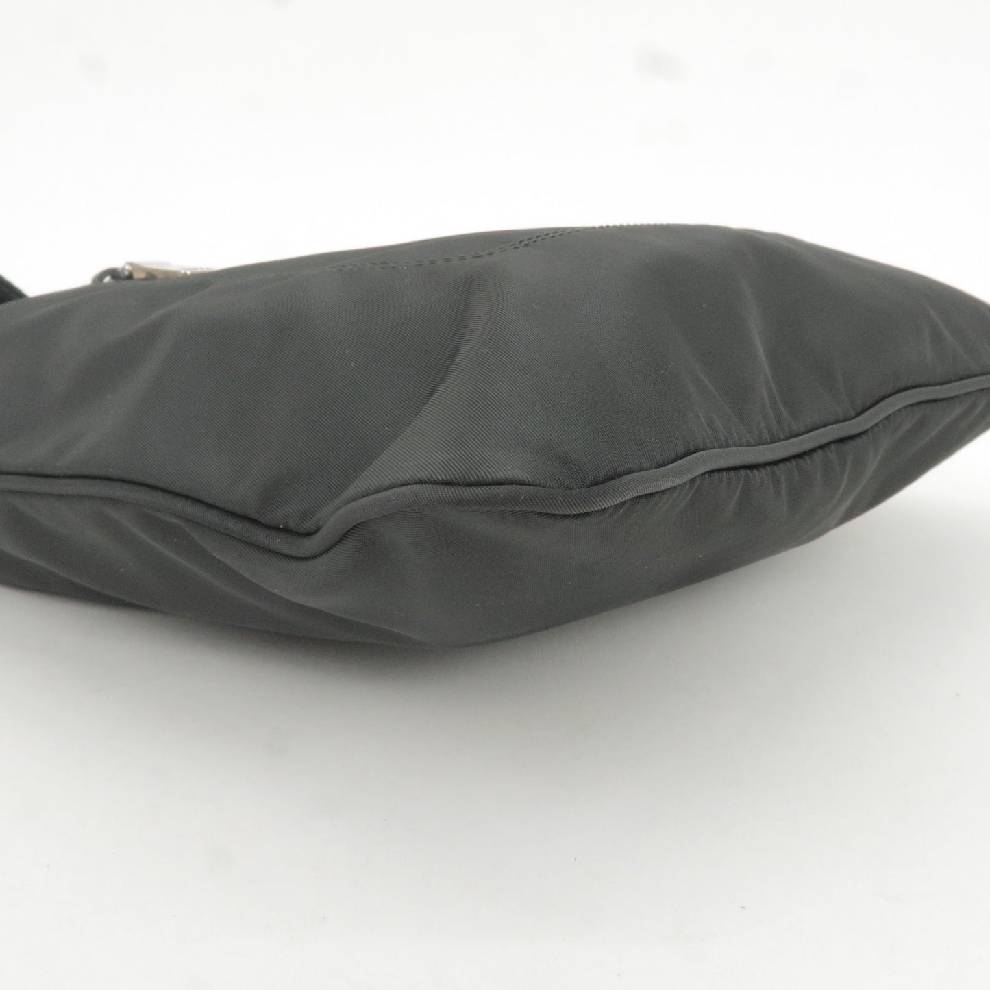 PRADA Logo Nylon Leather Shoulder Bag Black Detachable Strap