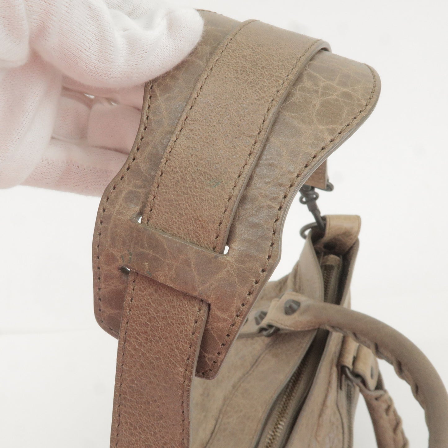 BALENCIAGA The First Leather 2Way Hand Bag Kahki Brown 103208