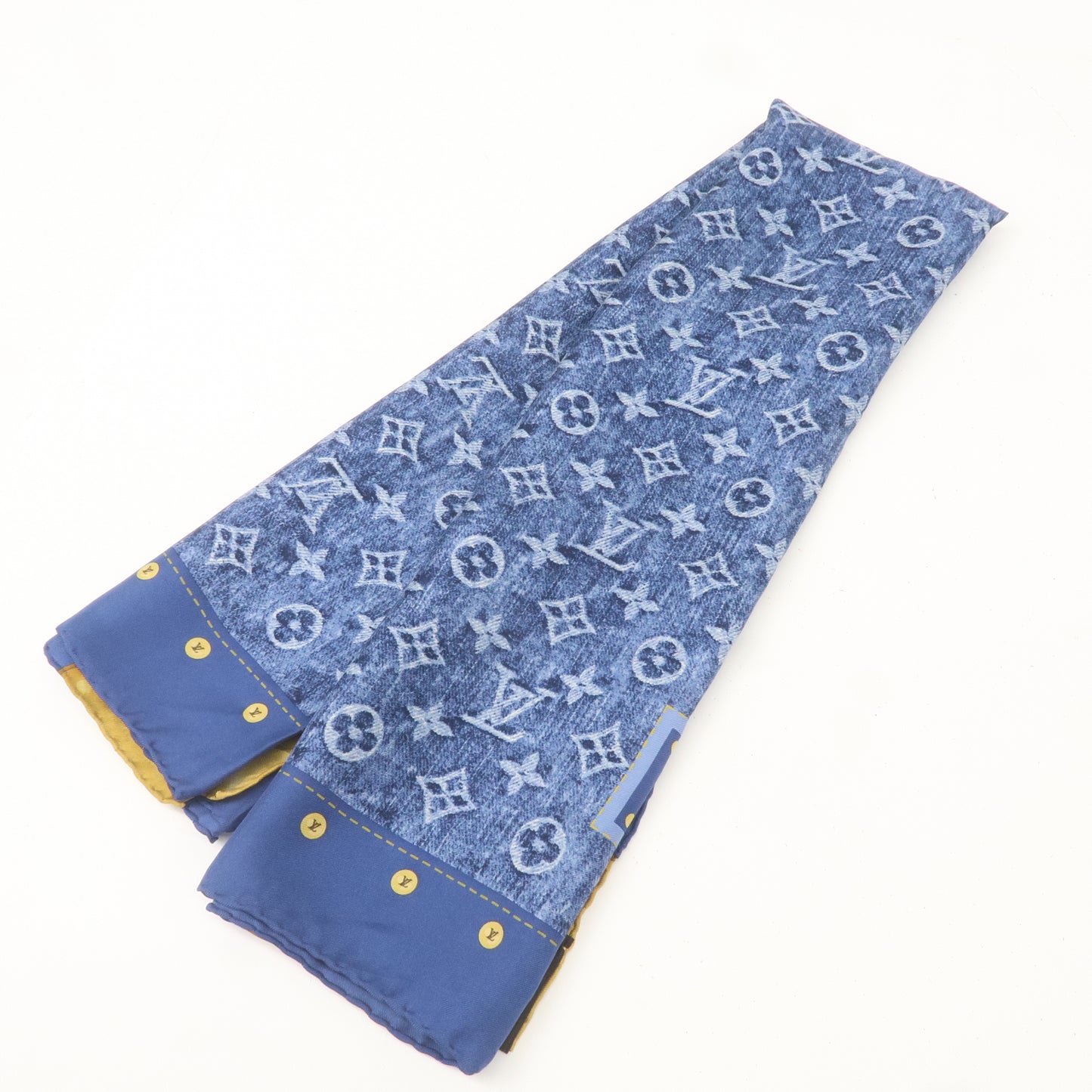 Louis Vuitton Carré Monogram Denim Scarf Silk 100% M71896