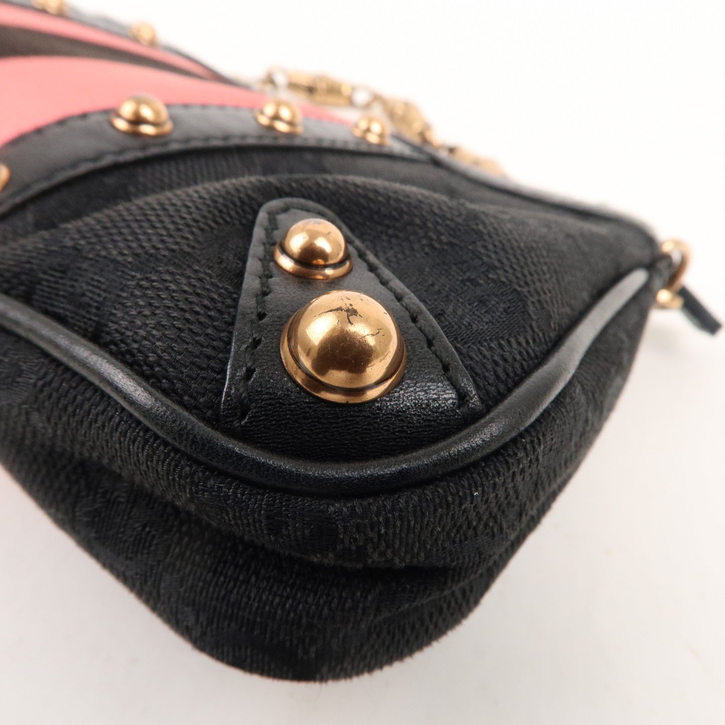 GUCCI Sherry Bamboo GG Canvas Leather Chain Bag Black 129423