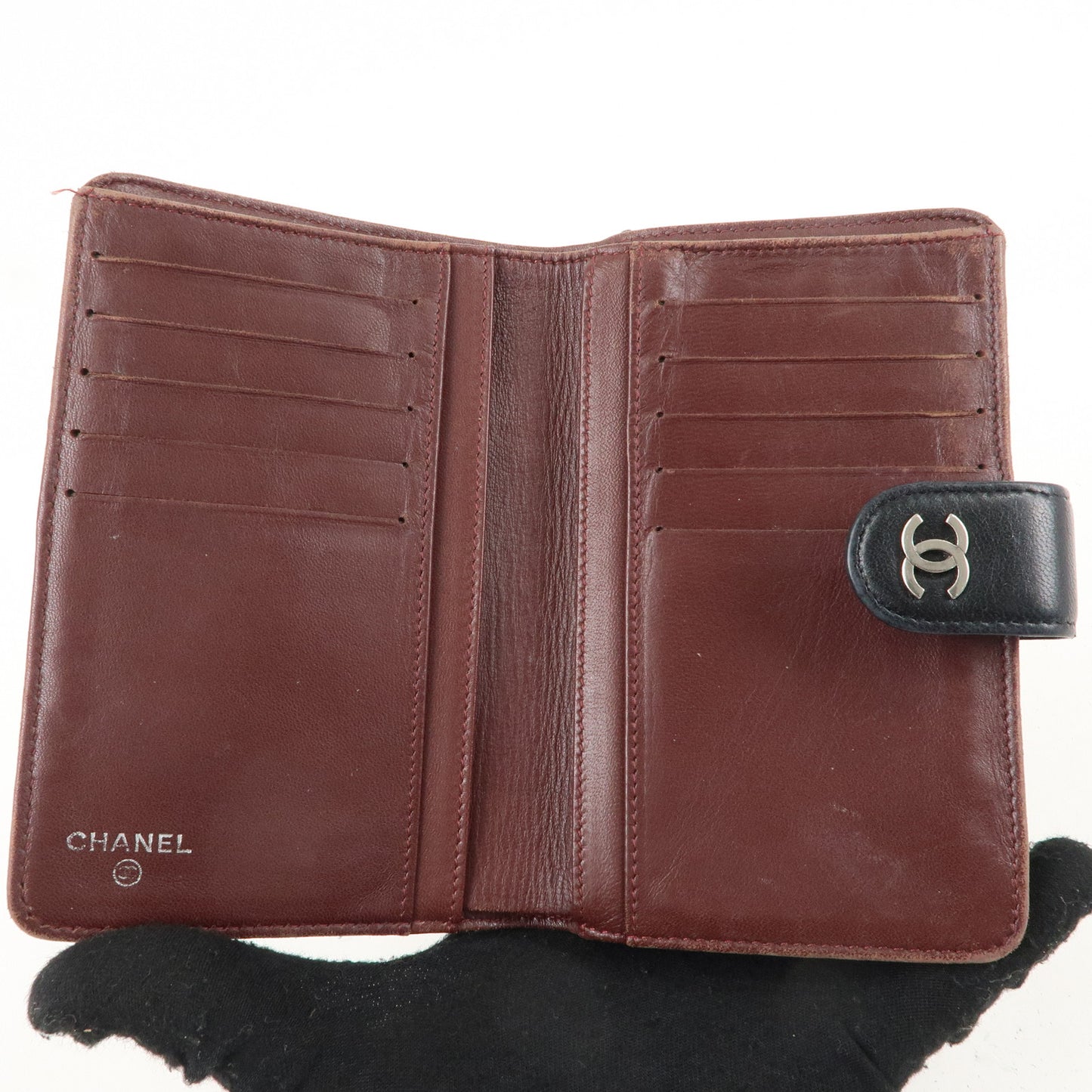 CHANEL Matelasse Lamb Skin Bi-fold Wallet Black