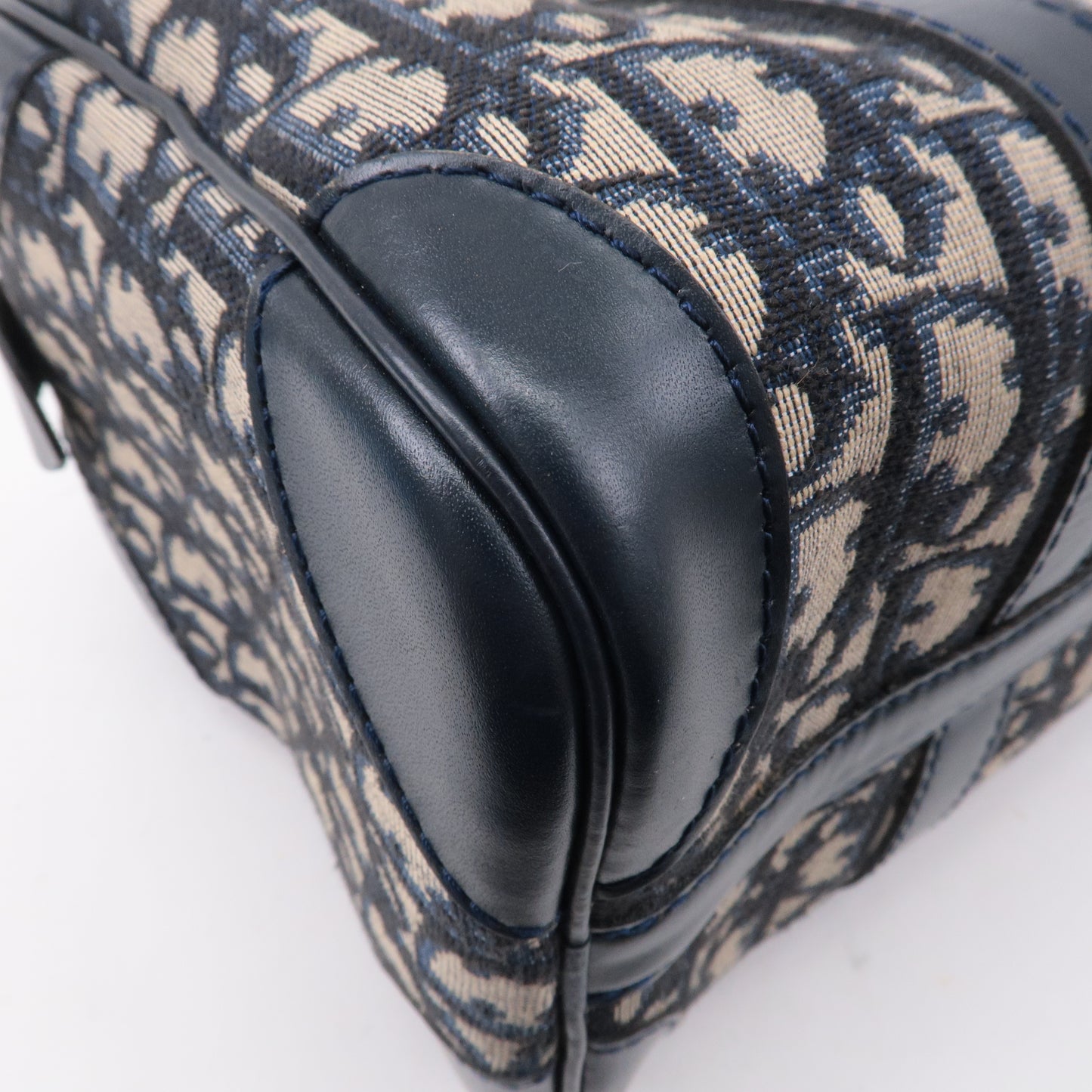 Christian Dior Trotter Canvas Leather Mini Boston Bag Navy
