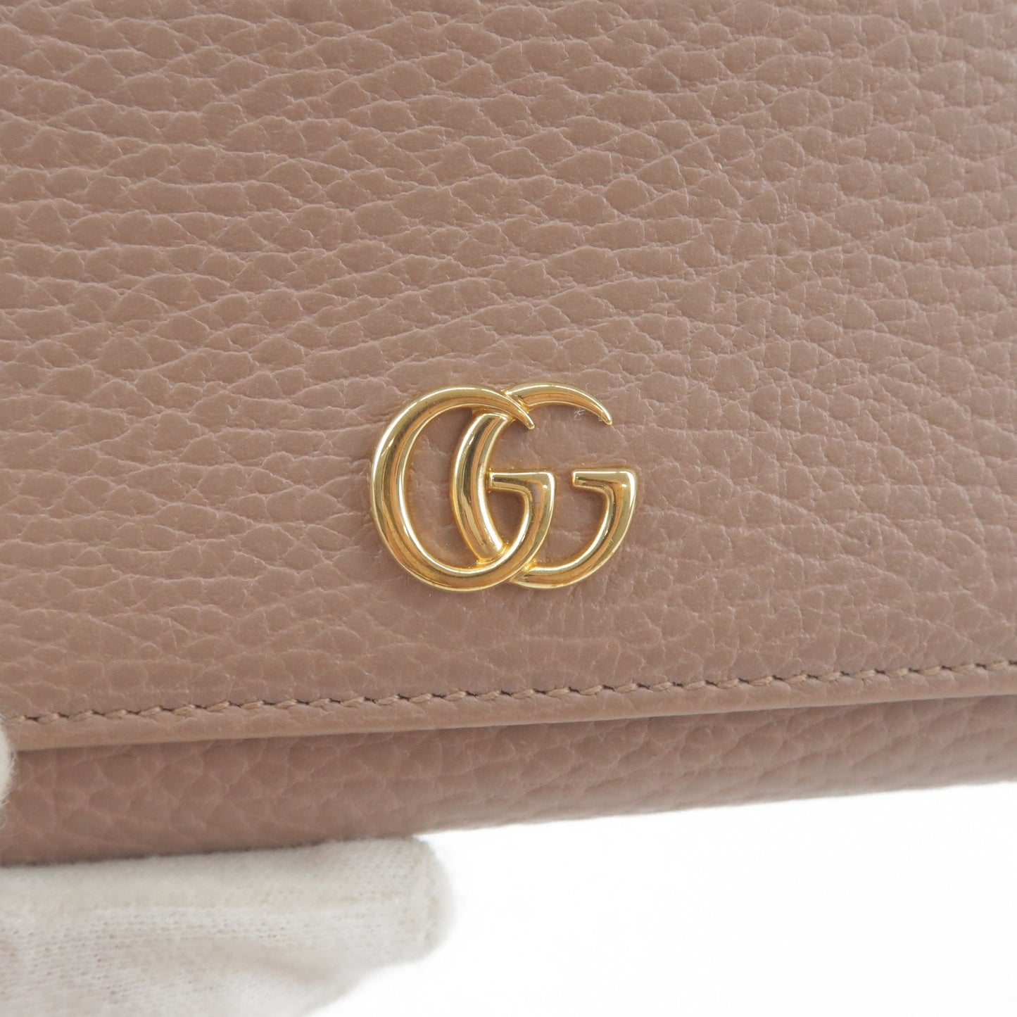 GUCCI GG Mermont Leather Small Wallet Pink Beige 474746