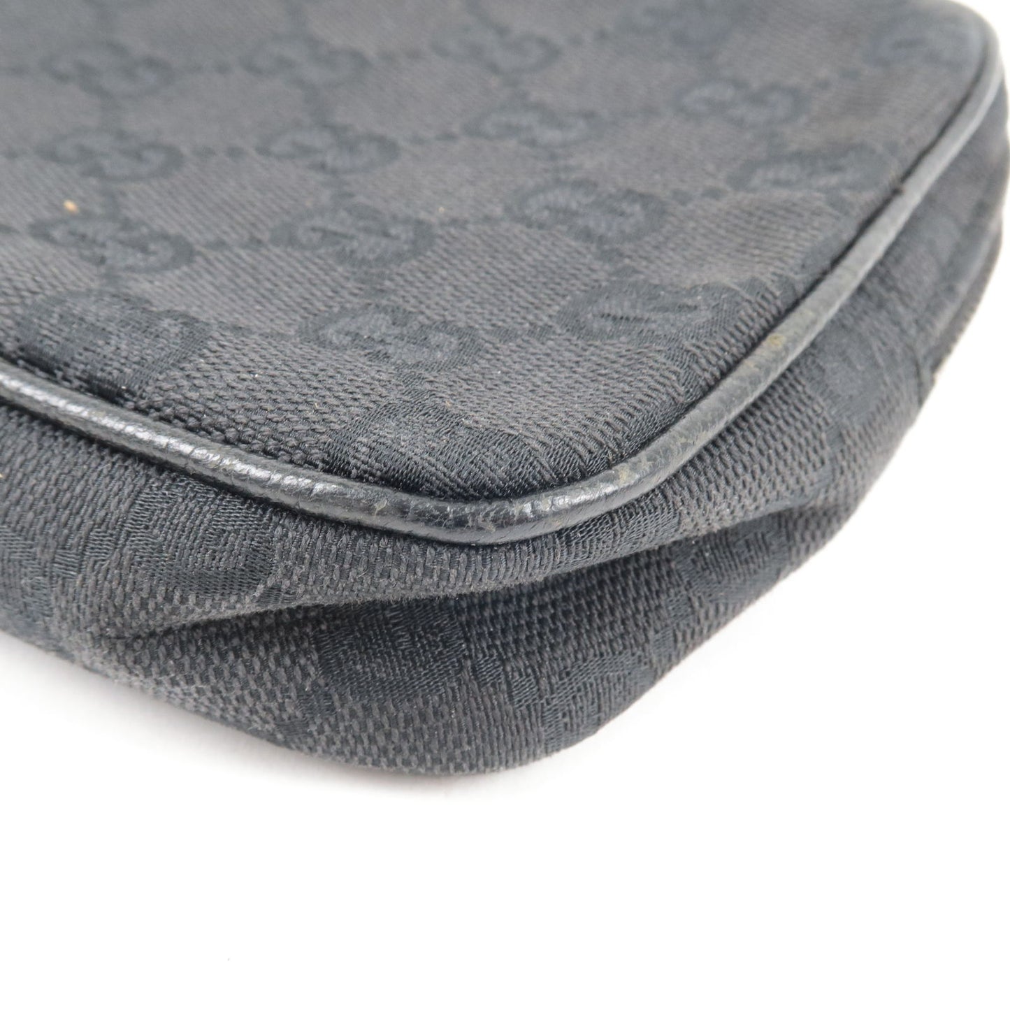 GUCCI GG Canvas Leather Shoulder Bag Pouch Black 120975