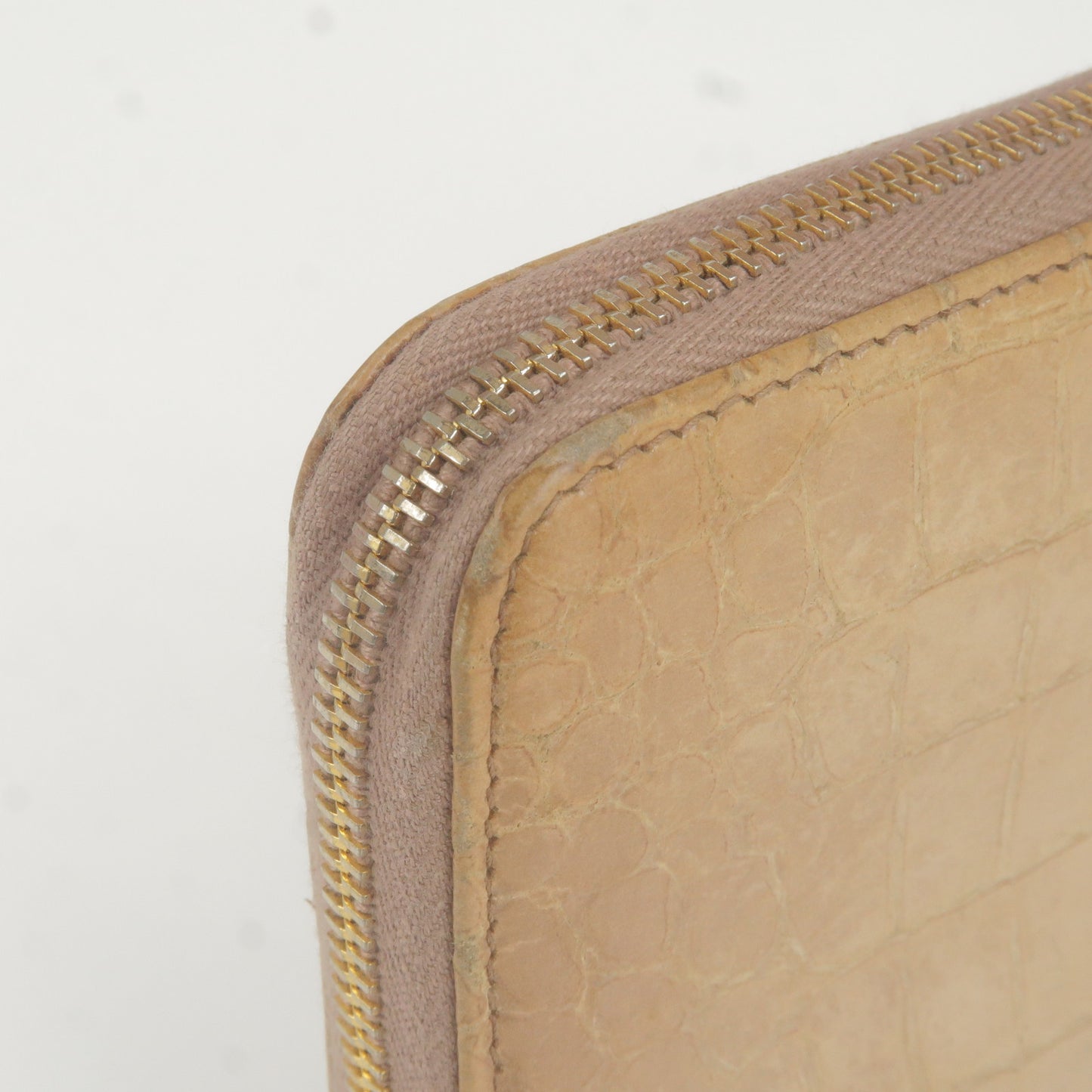 MIU MIU Leather Round Zippy Long Wallet Beige