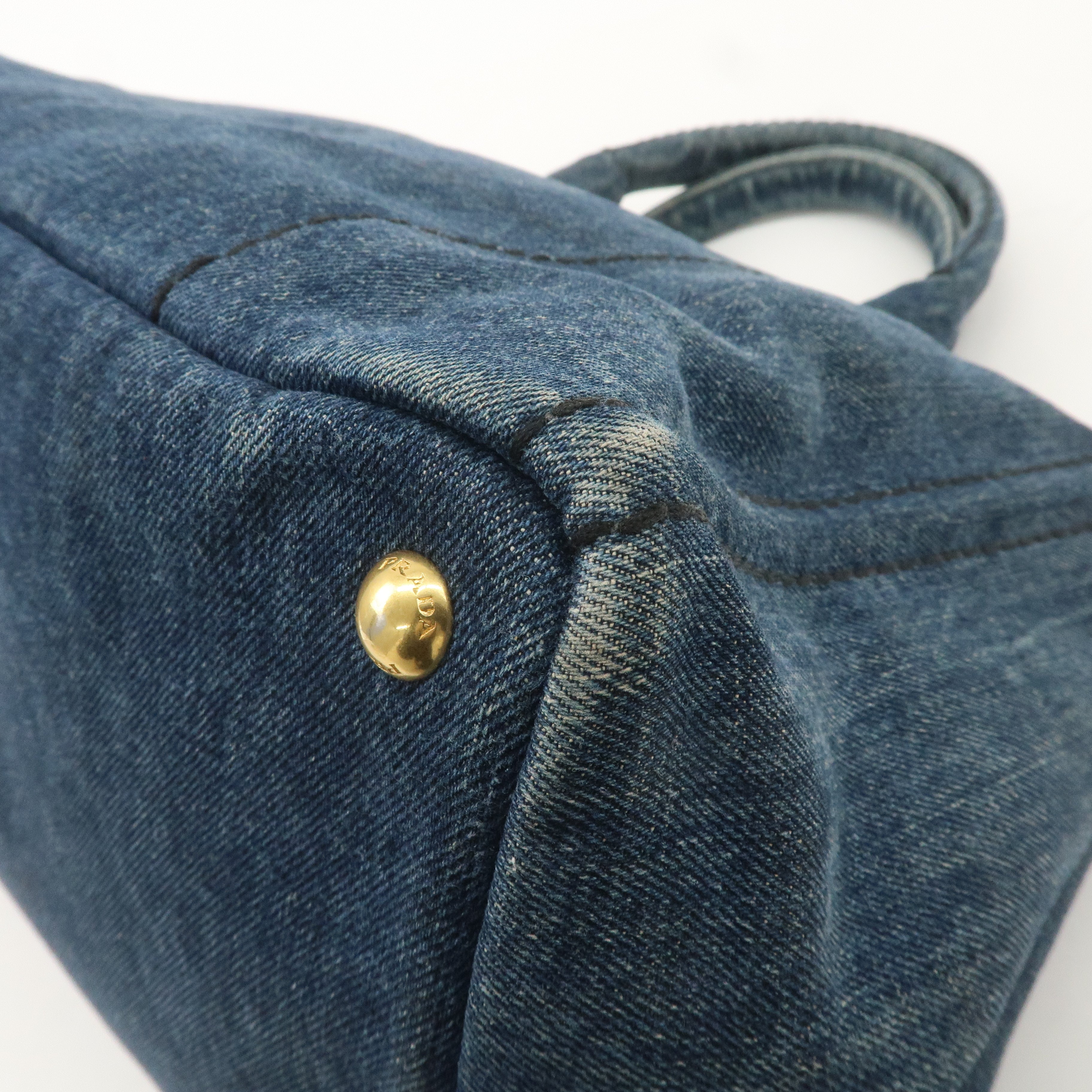 PRADA Canapa Denim Tote Bag Hand Bag Denim Blue B1877B