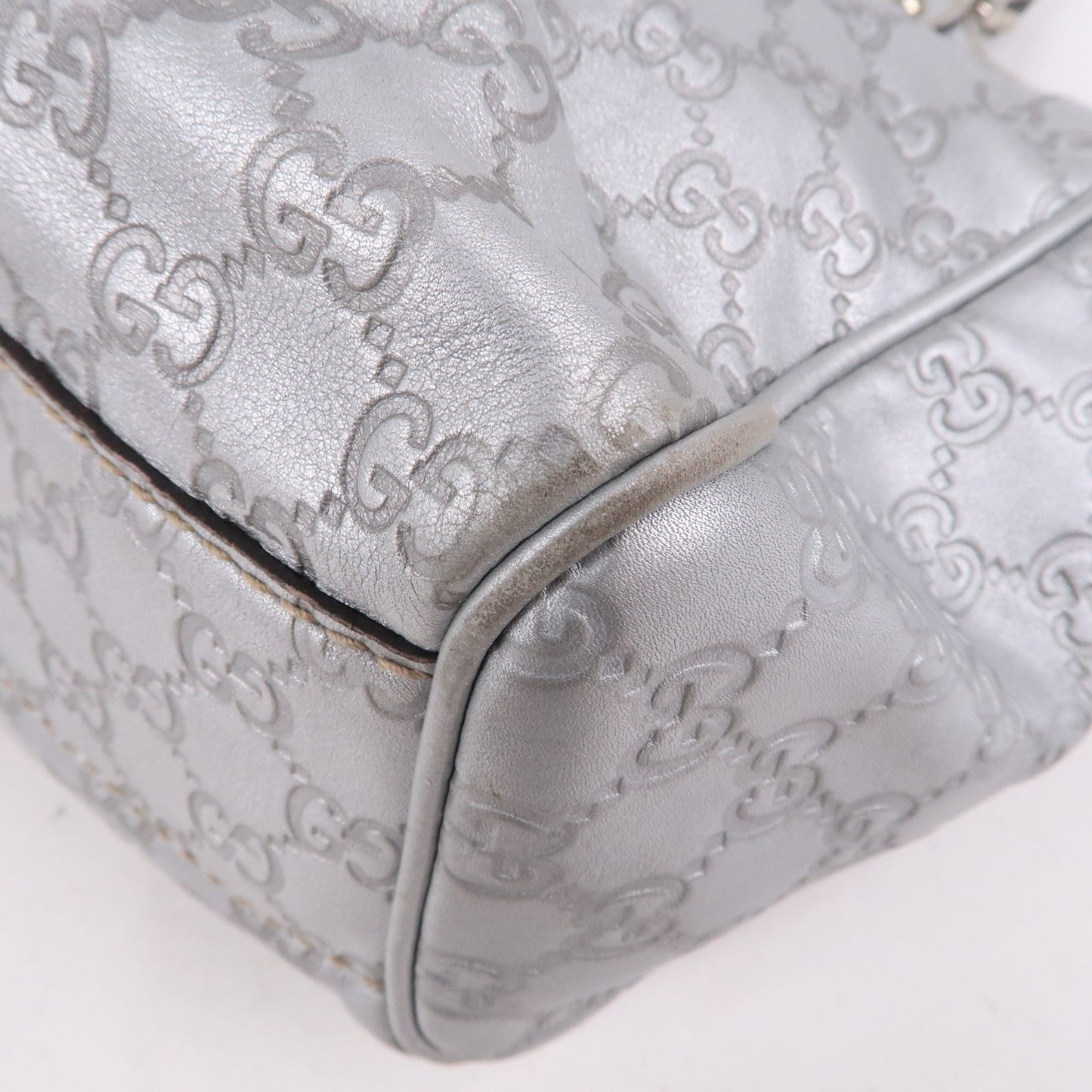 GUCCI Sukey Guccissima Leather Hand Bag Silver 211944