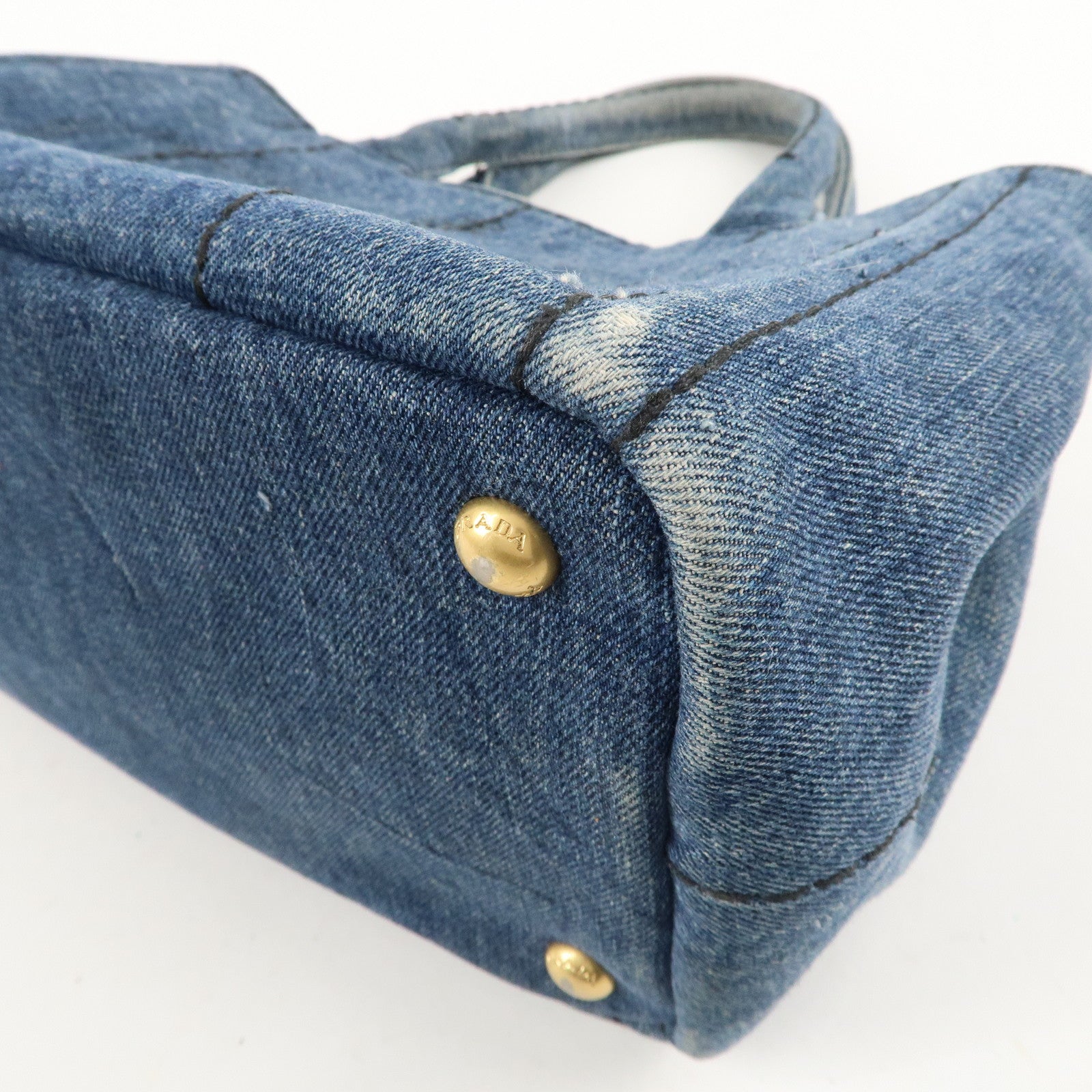 PRADA Denim Canapa Mini Canvas 2Way Bag Hand Bag Blue B2439G