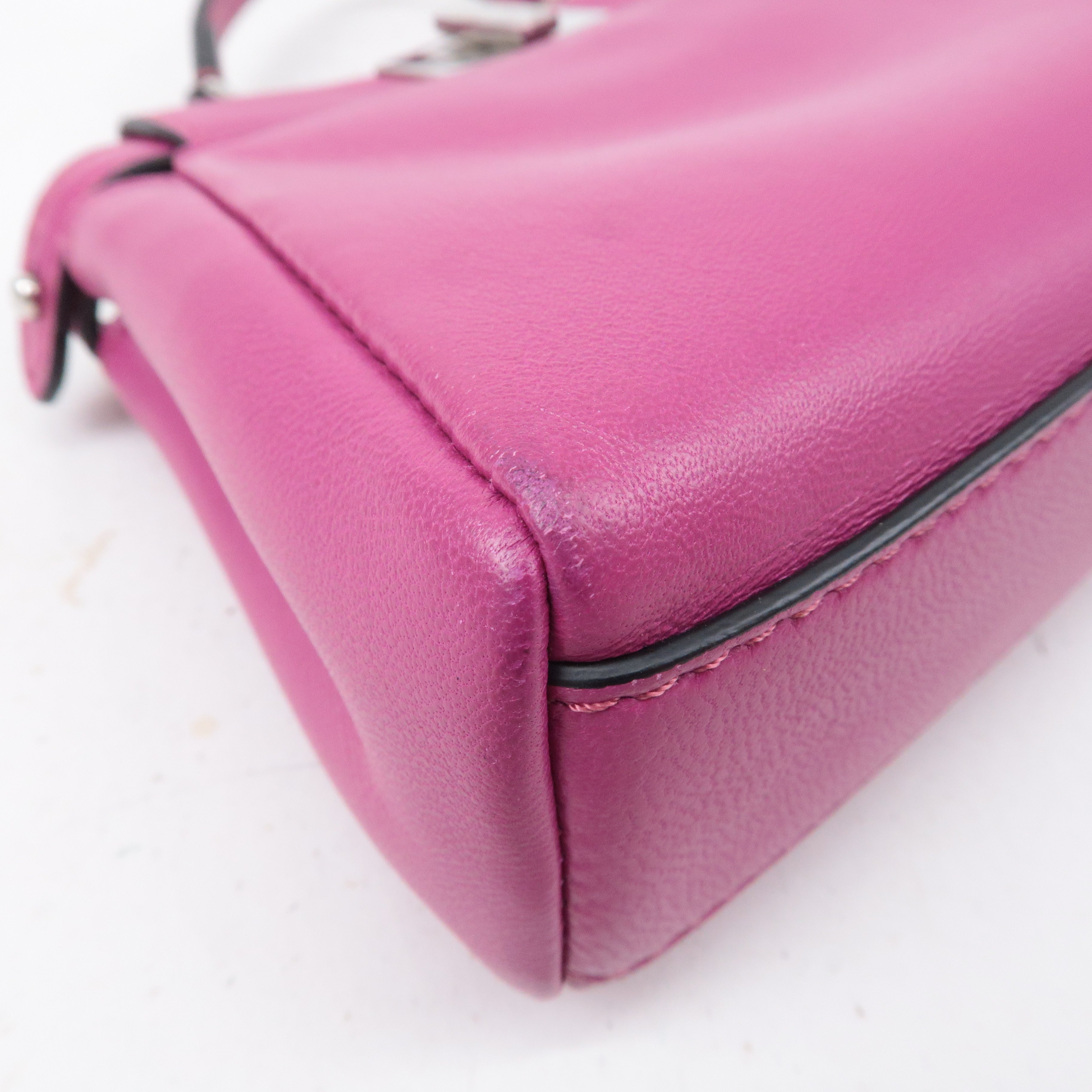 FENDI Leather Micro Peekaboo 2Way Bag Hand Bag Pink 8M0355