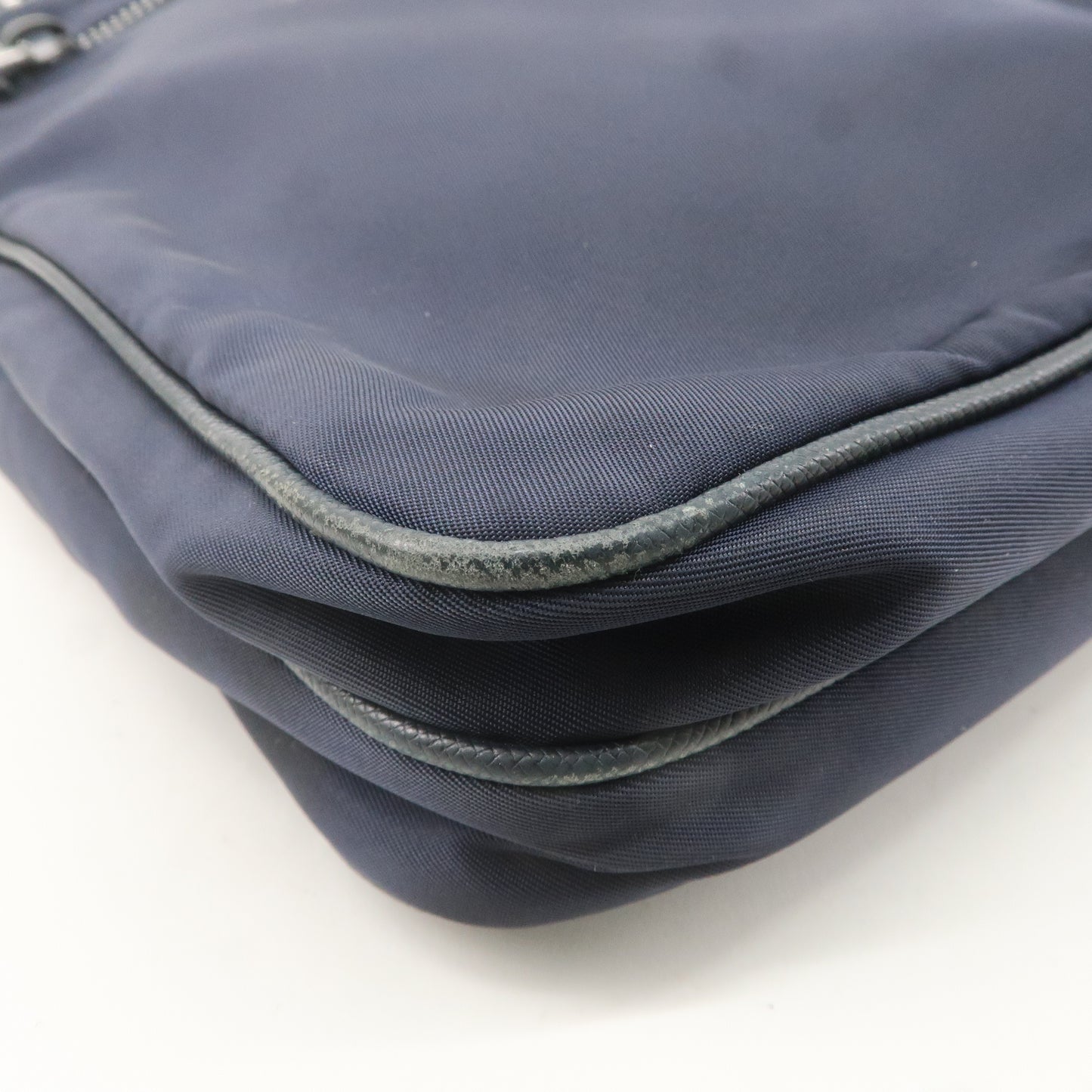 PRADA Logo Nylon Leather Shoulder Bag Crossbody Bag Navy 2VH251