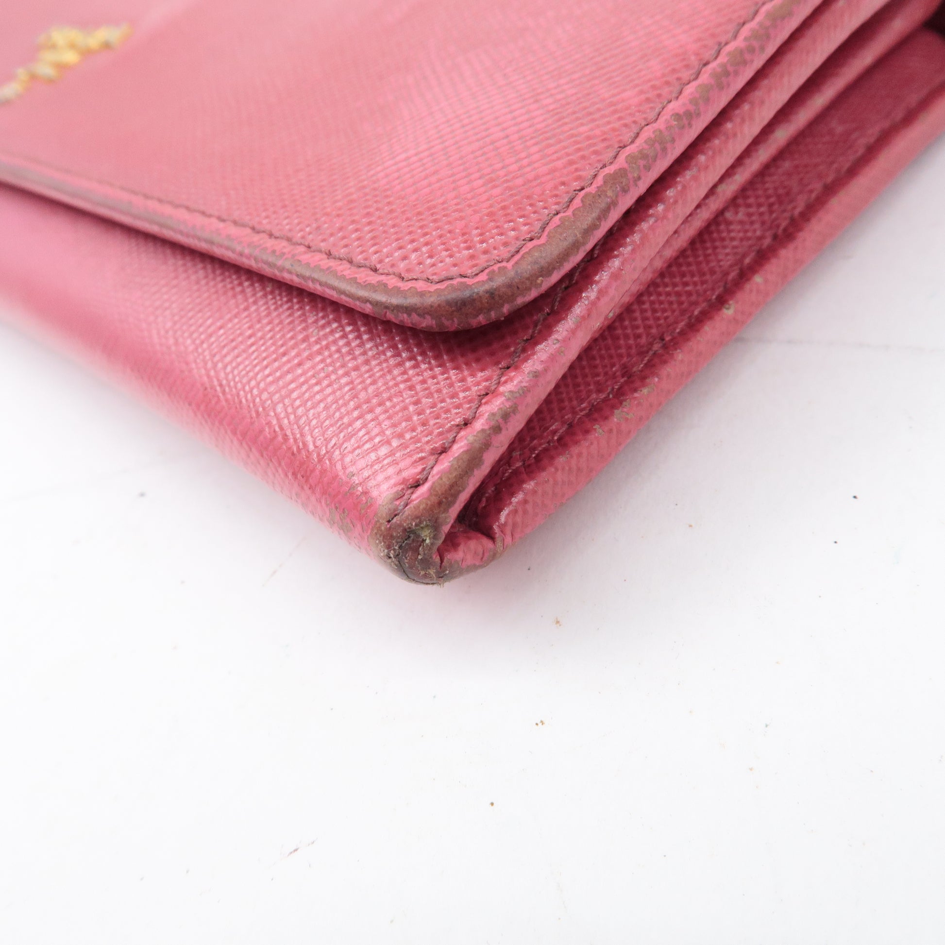 Prada Saffiano Pink Leather Wallet On Chain 1M1290 W/Box &