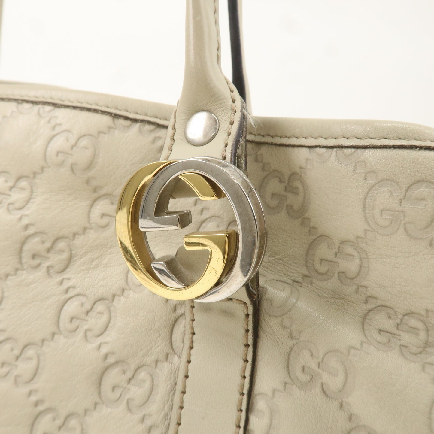 GUCCI GG Twins Guccissima Leather Tote Bag Beige 232957