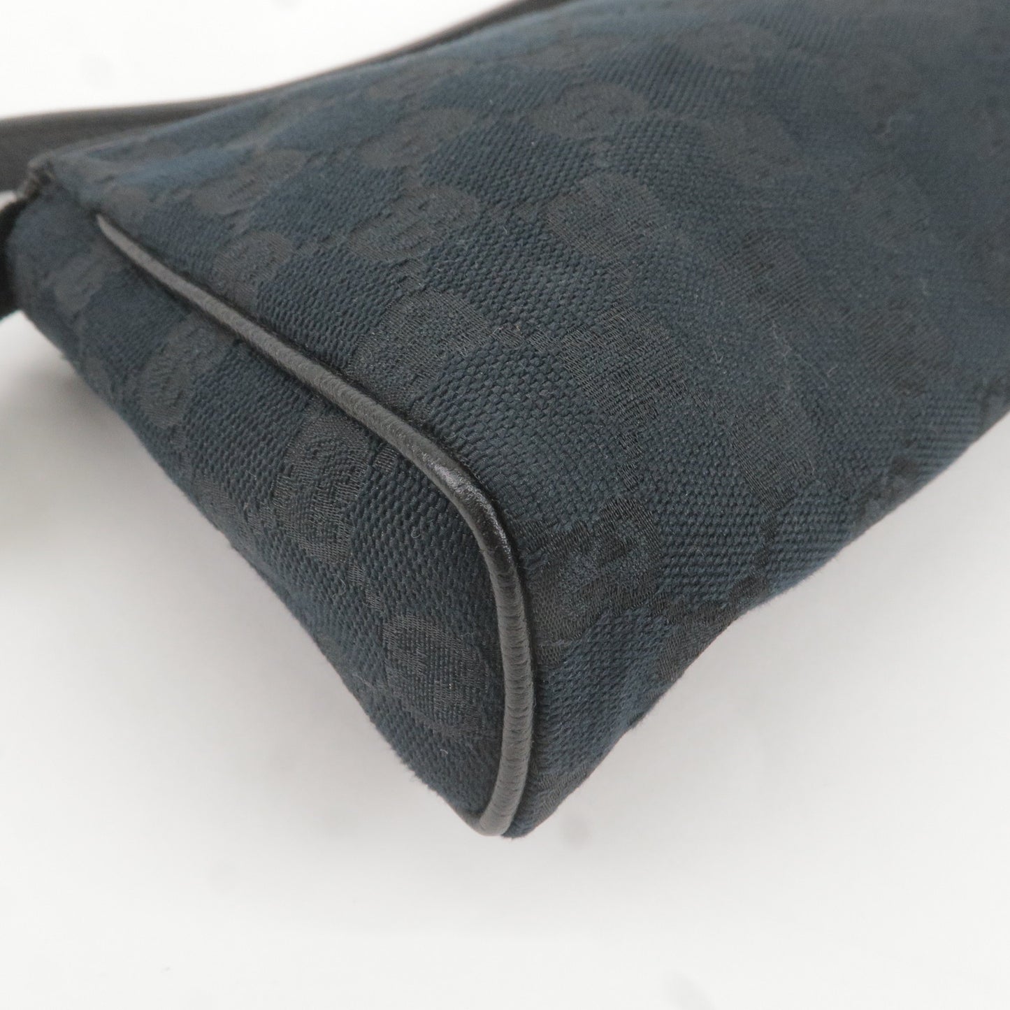 GUCCI Abbey GG Canvas Leather Hand Bag Purse Black 145750