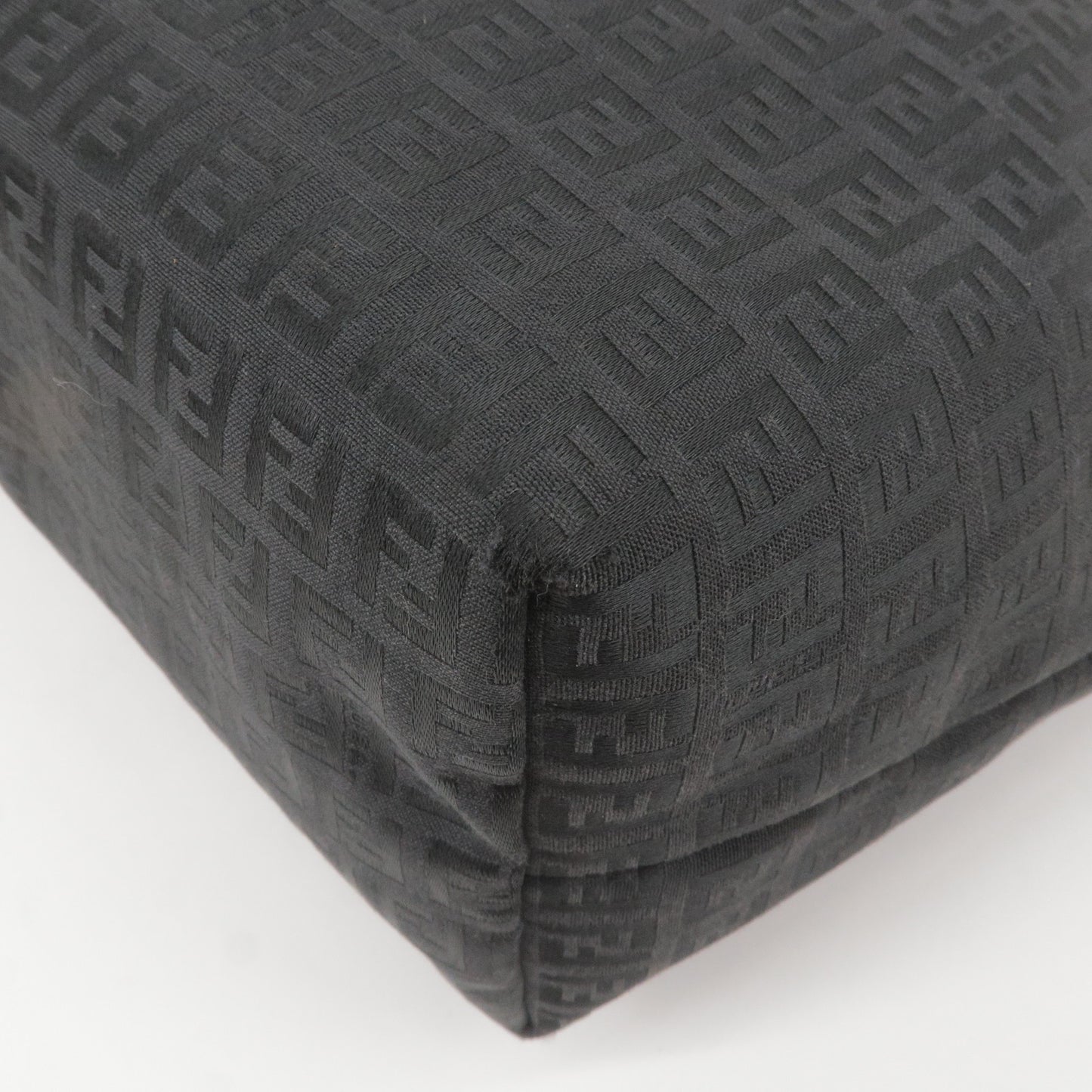 FENDI Zucchino Canvas Leather Tote Bag Hand Bag Black 8BH005