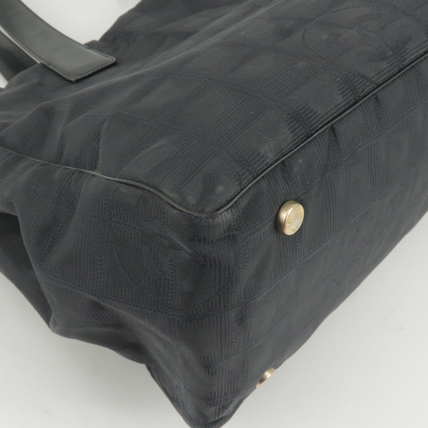 CHANEL New Travel Line Nylon Jacquard Leather Tote Bag Black A15991