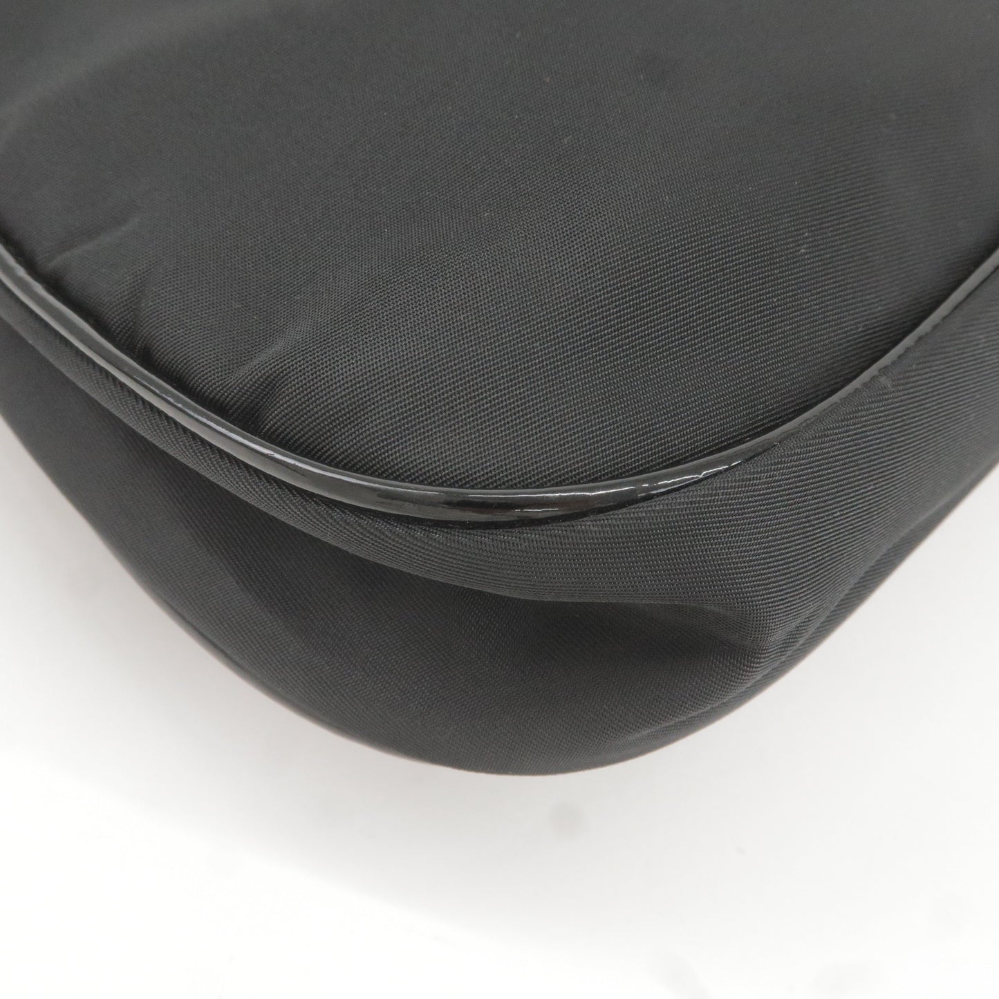 PRADA Logo Nylon Enamel Shoulder Bag Purse Hand Bag Black